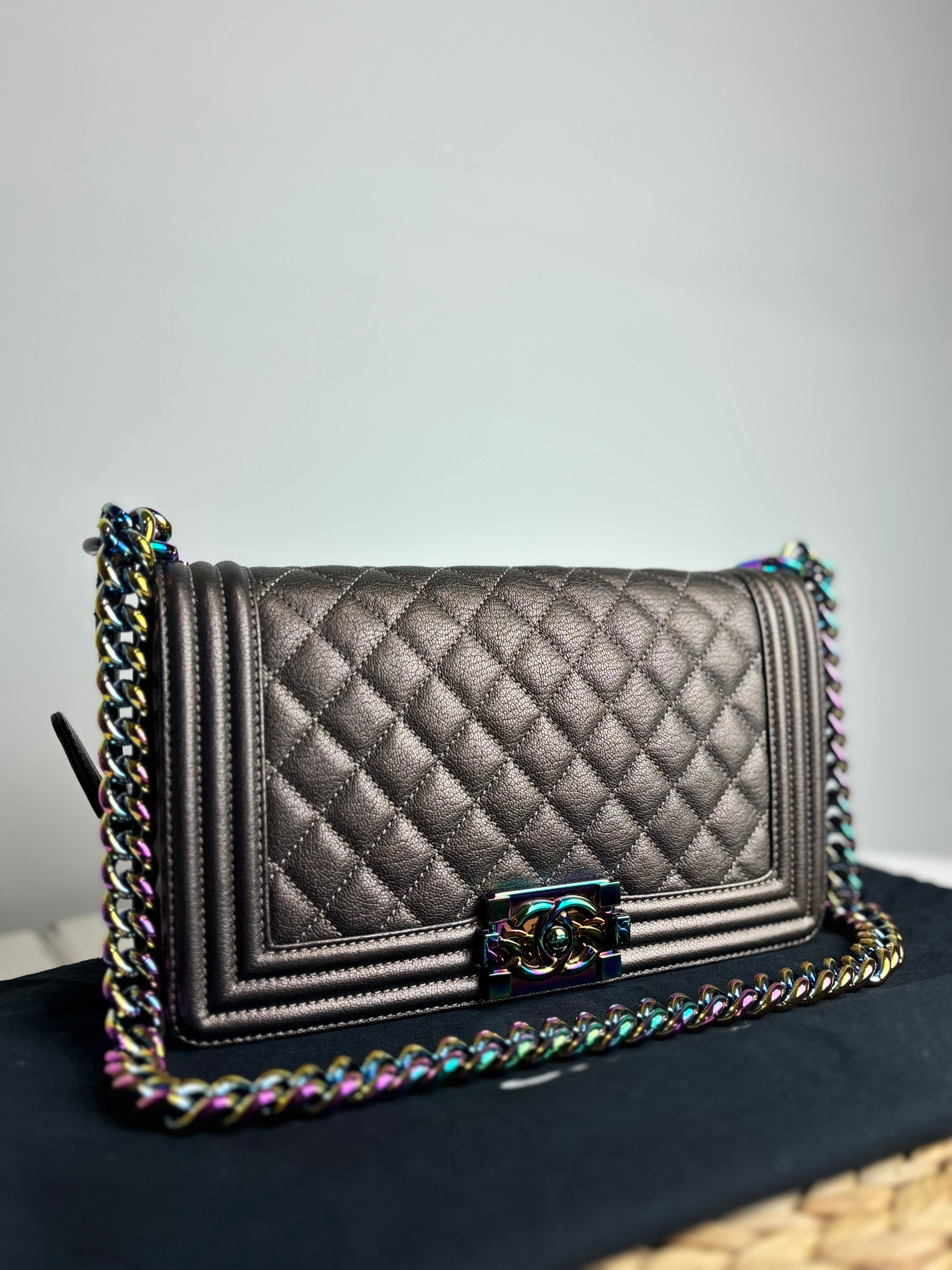 Chanel Iridescent Mermaid Quilted Goatskin Medium Boy Bag (Rare, Limited Edition)