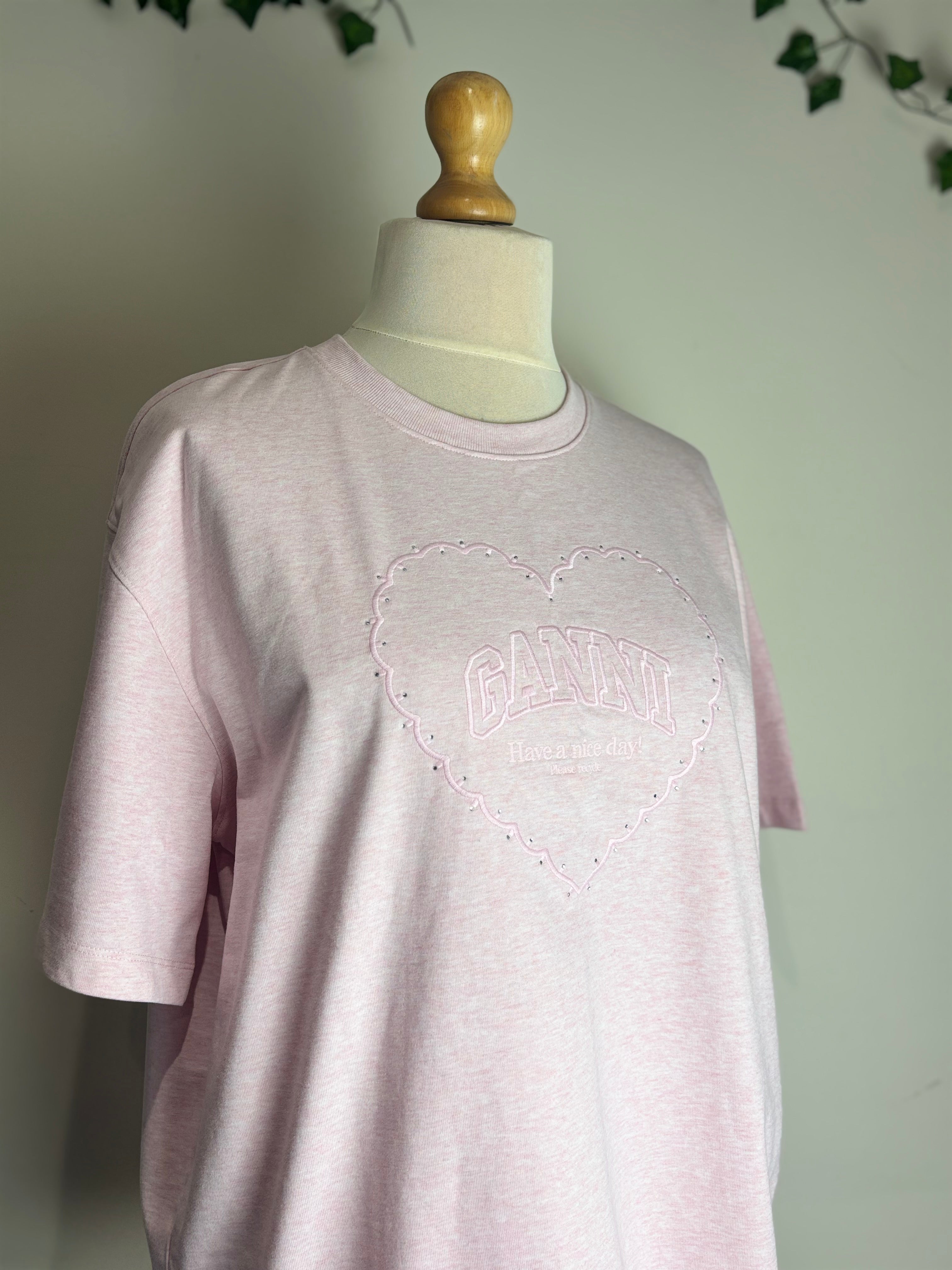GANNI Baby Pink "Have a Nice Day!" Tee