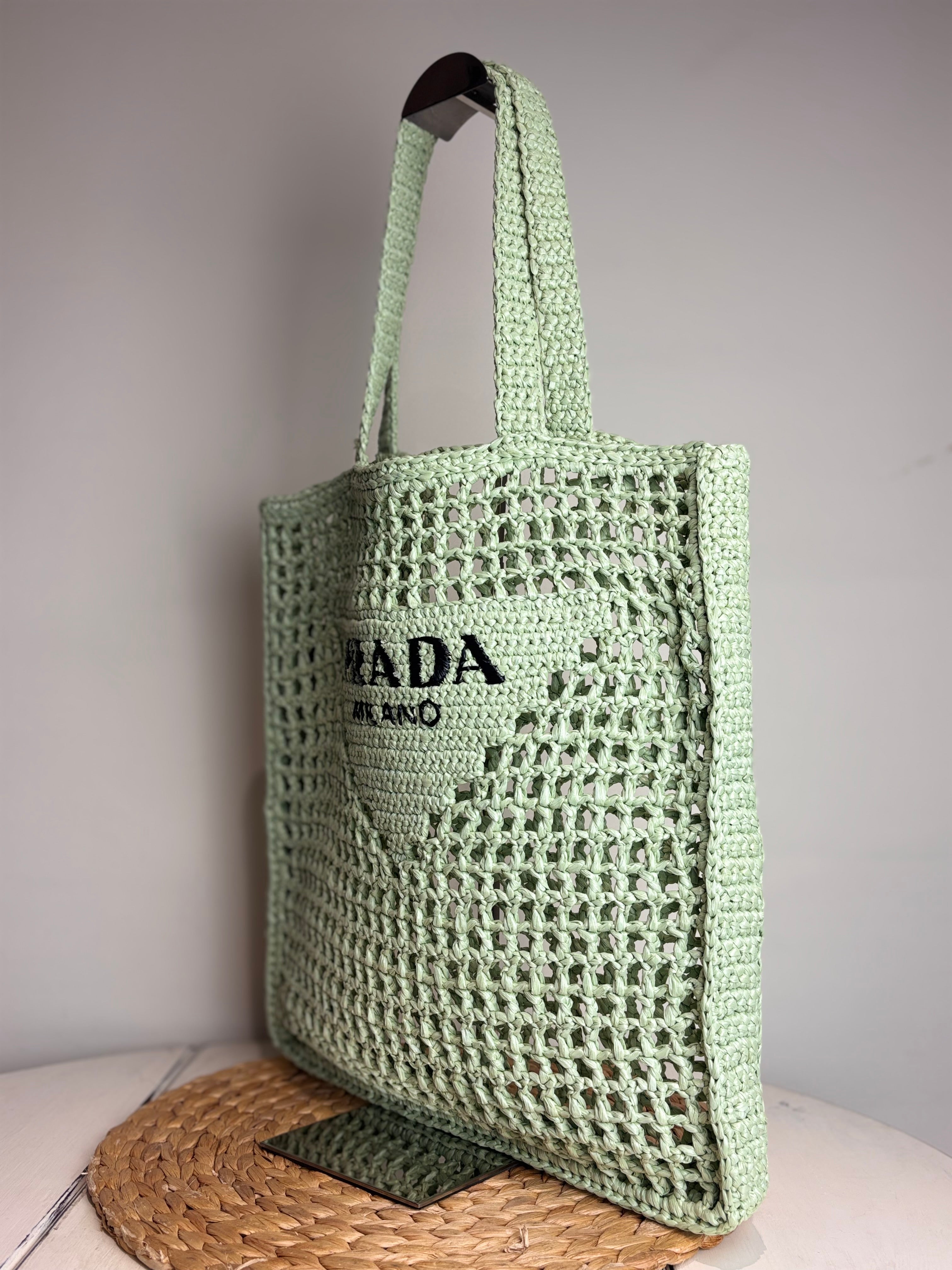 Prada Crochet Aqua Tote