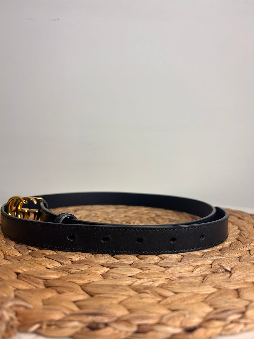 GUCCI GG Marmont Black Leather Belt