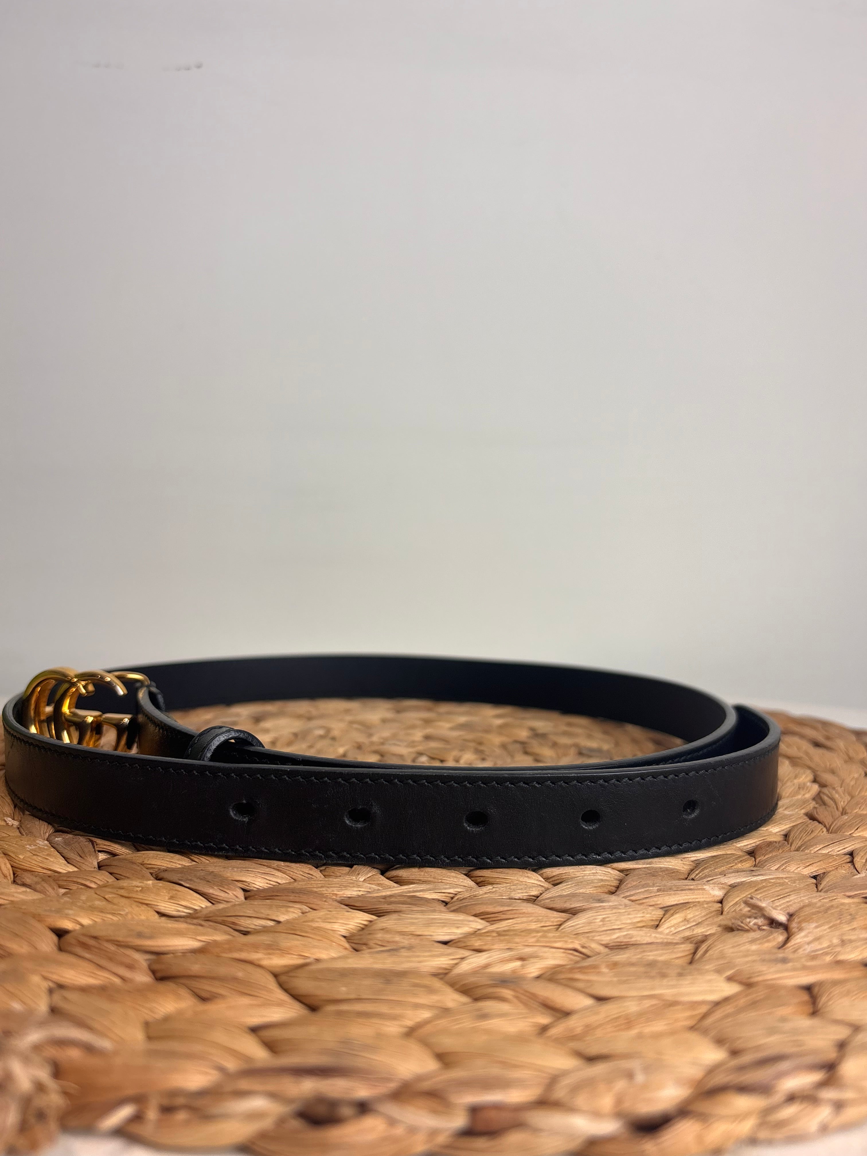 GUCCI GG Marmont Black Leather Belt