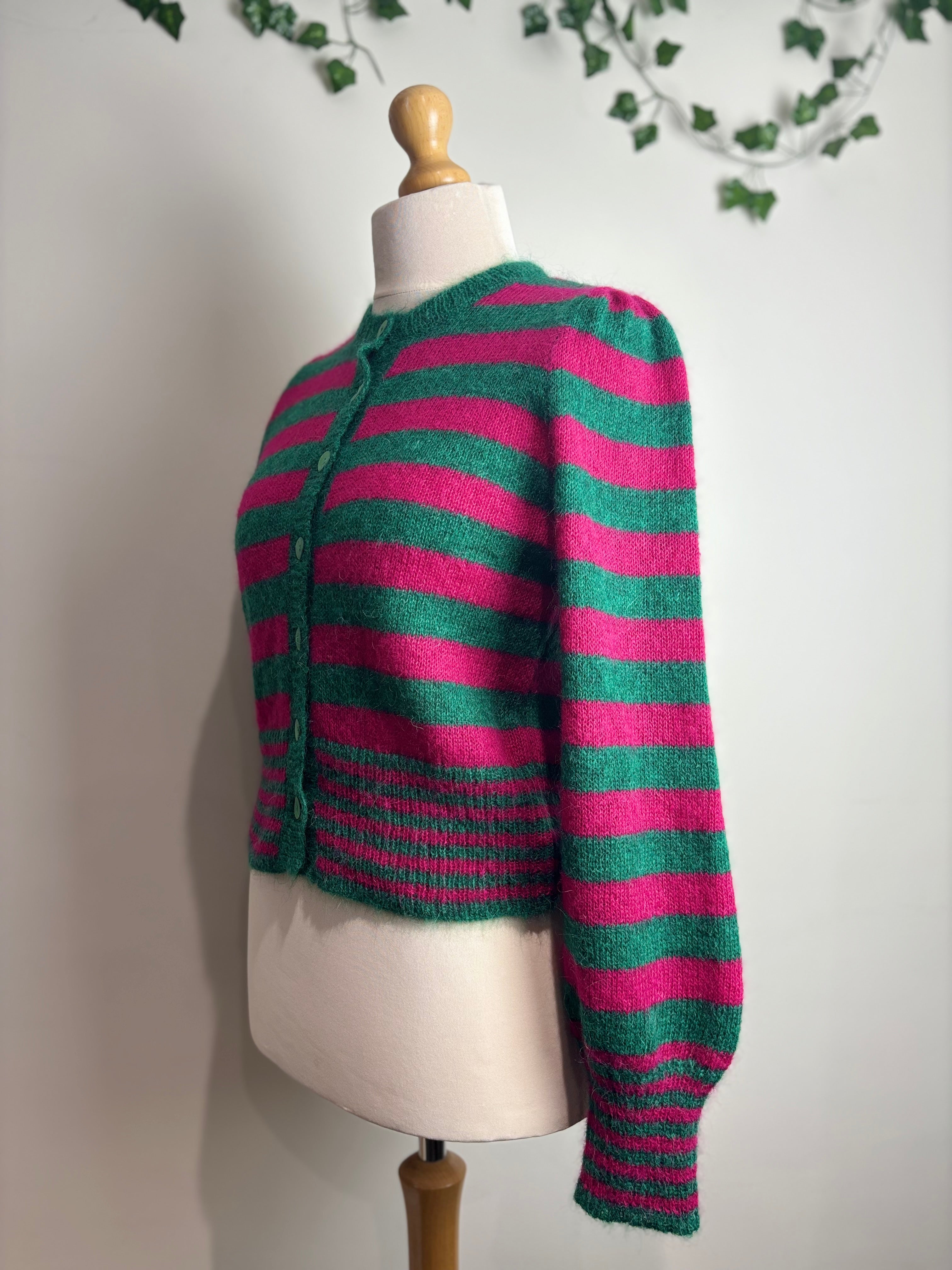 Skye by Brora 'The Mohair' Bright Striped Cardigan