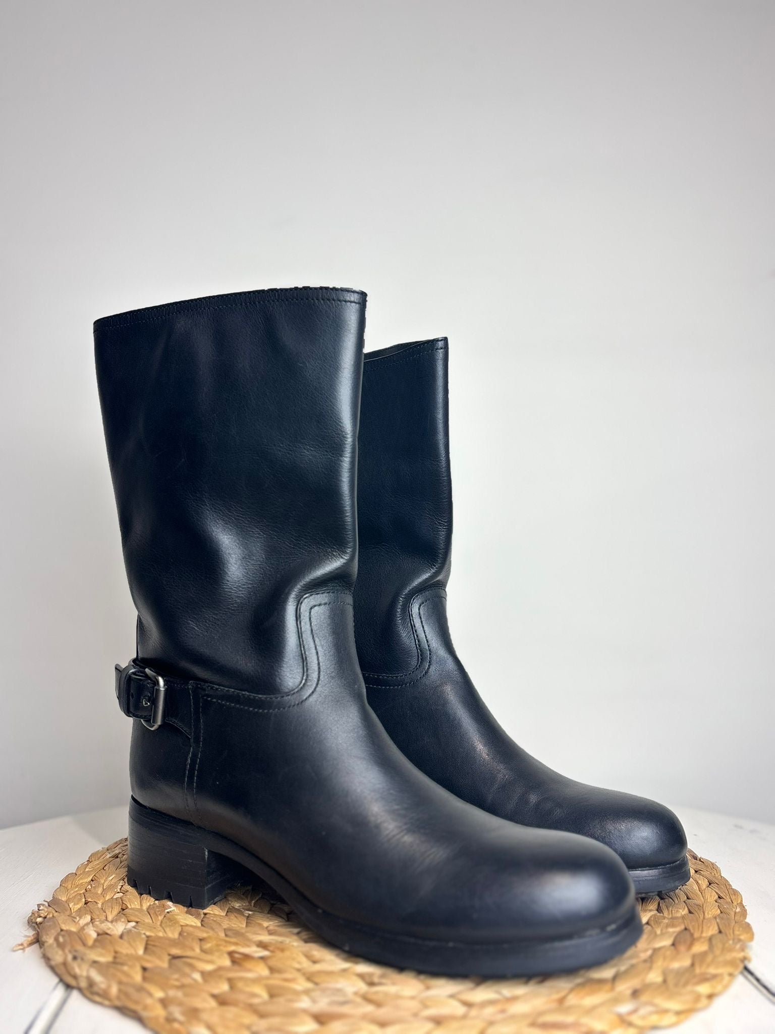 Prada Leather Moto Boots