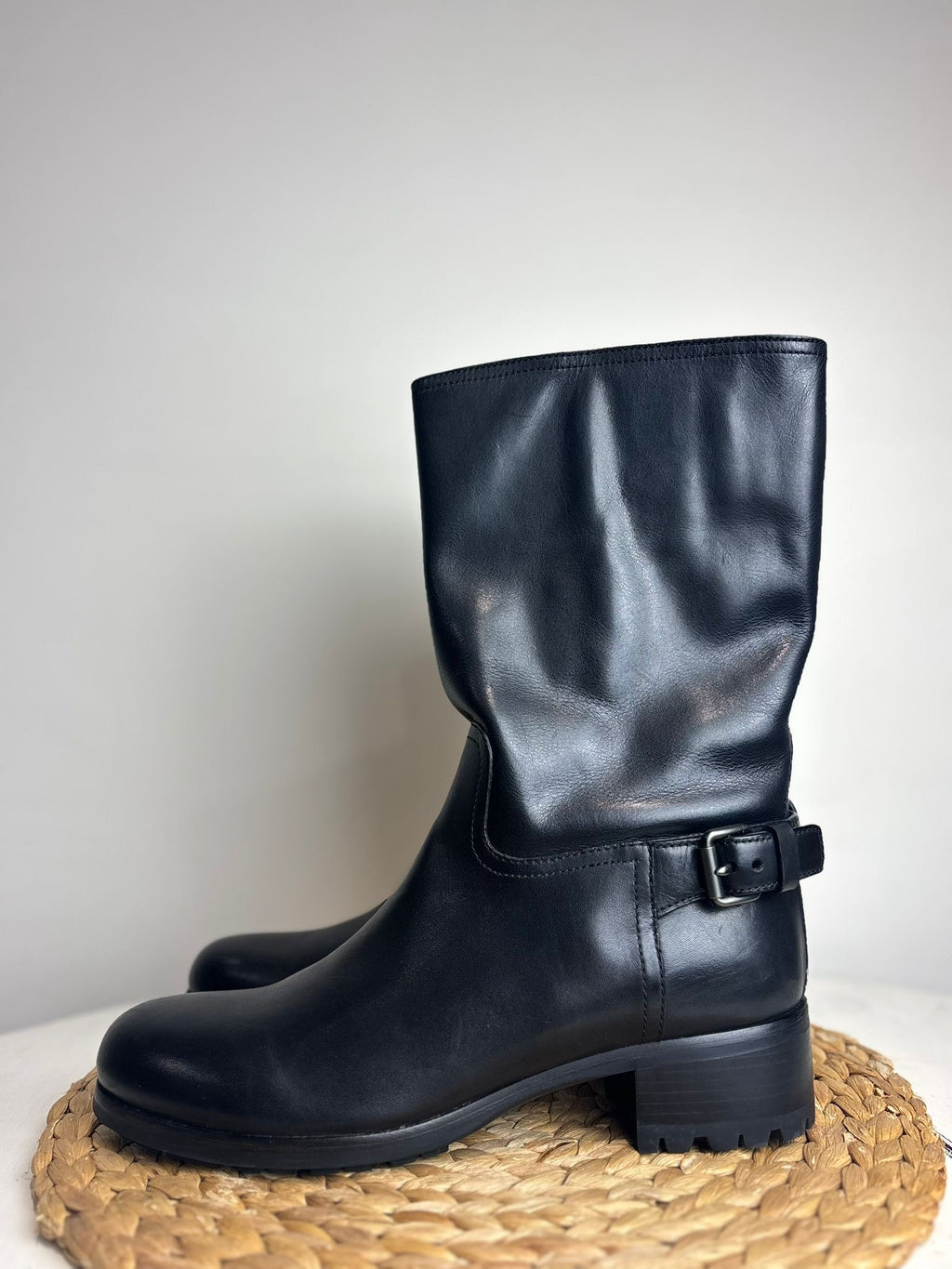 Prada Leather Moto Boots