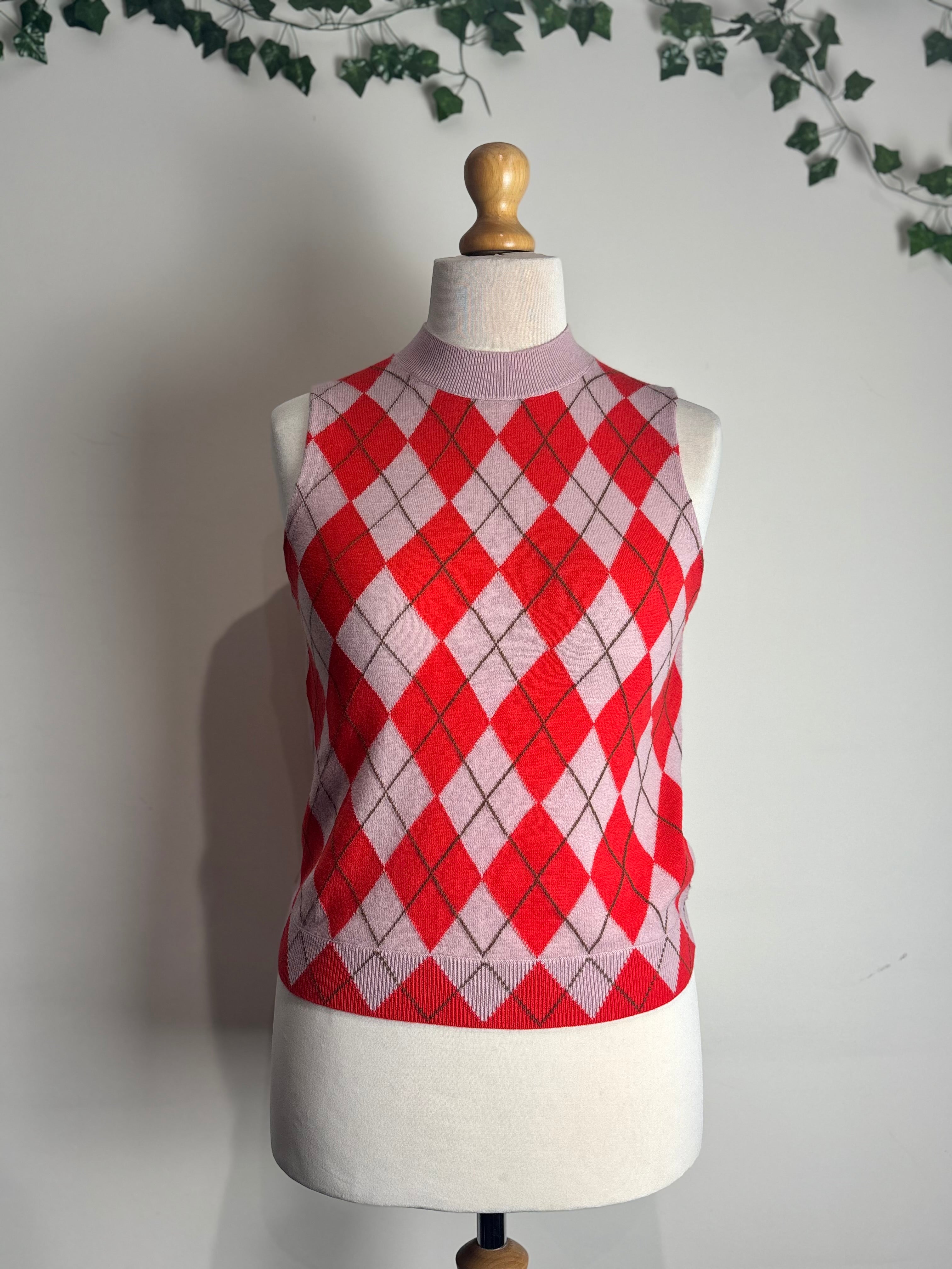 ME+EM Fine Argyle Slim Knit Vest