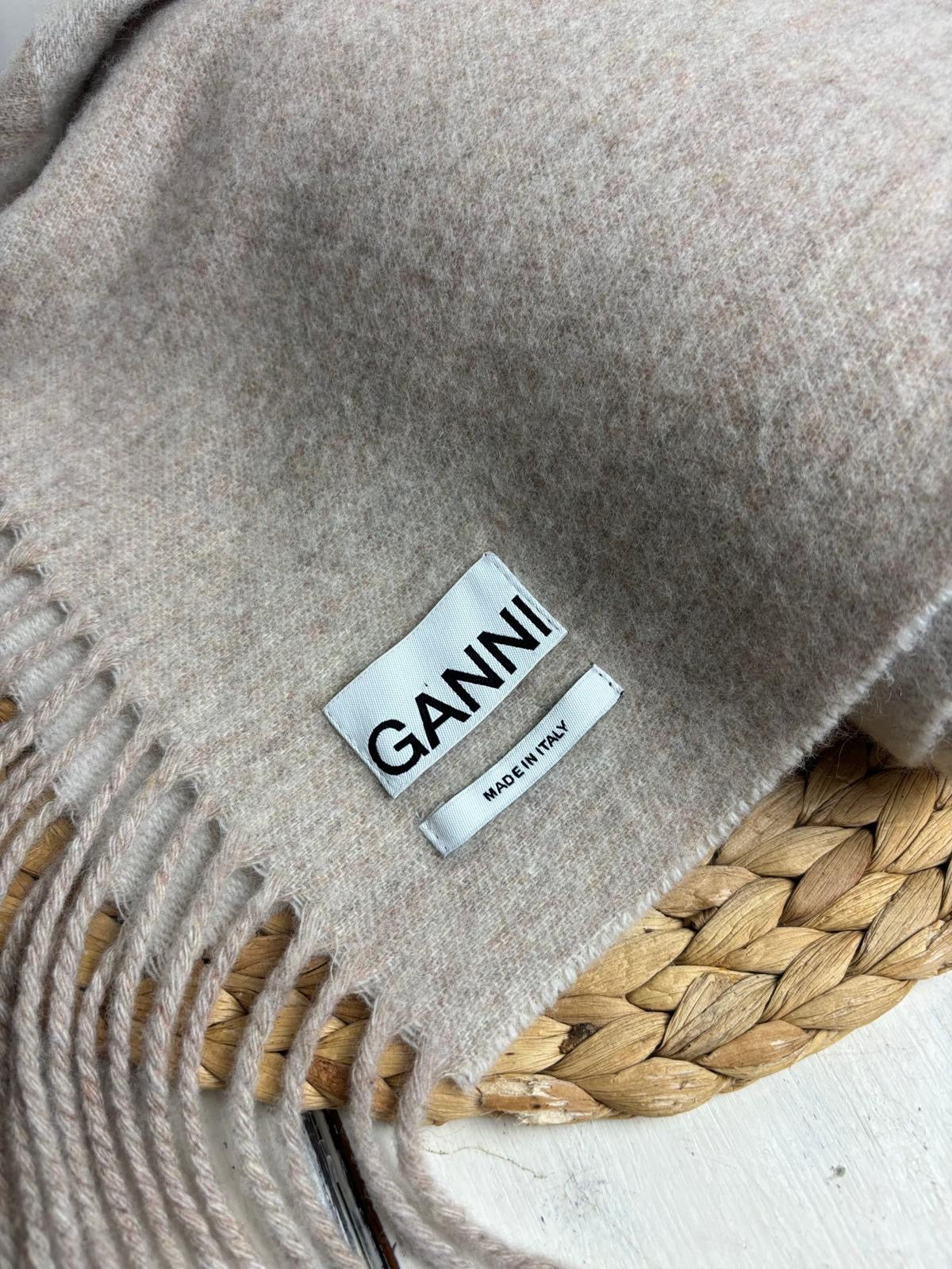 GANNI Fringed Wool Scarf
