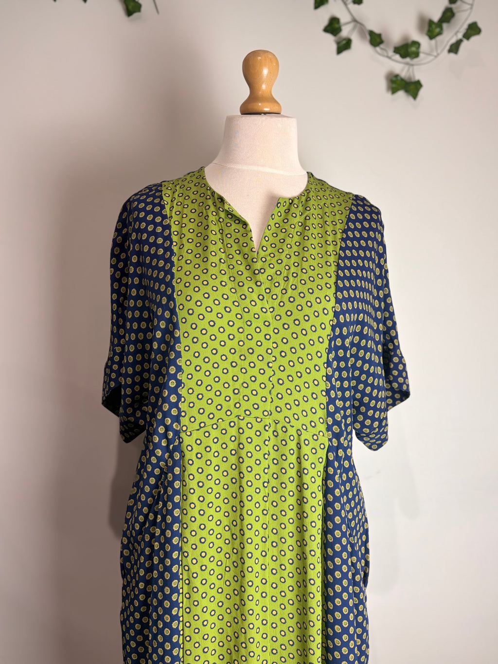 Toast Navy & Green Colour-Block Shift Dress