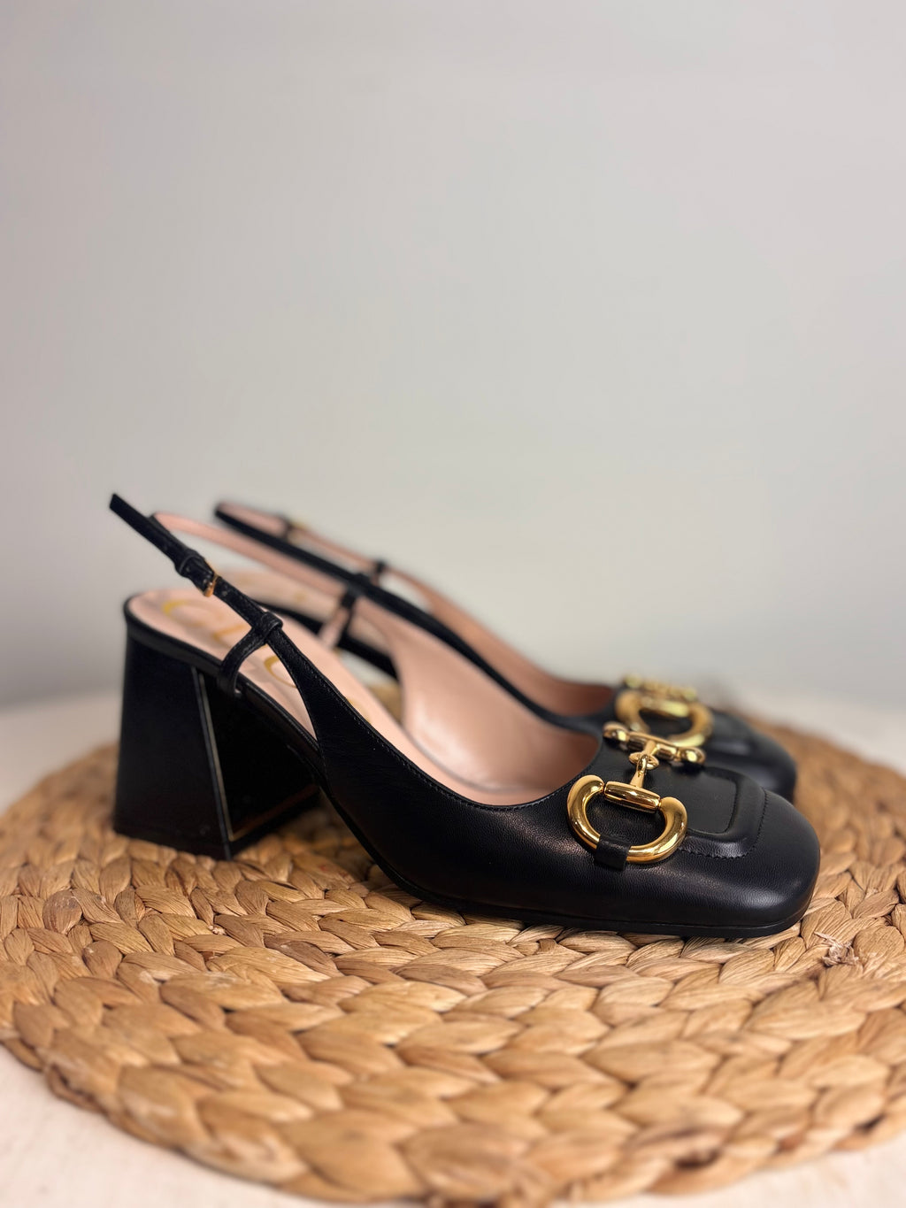 GUCCI Baby Horsebit Leather Slingback Pumps