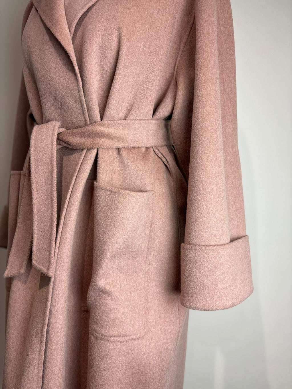 Whistles Pale Pink Double Faced Wool Wrap Coat