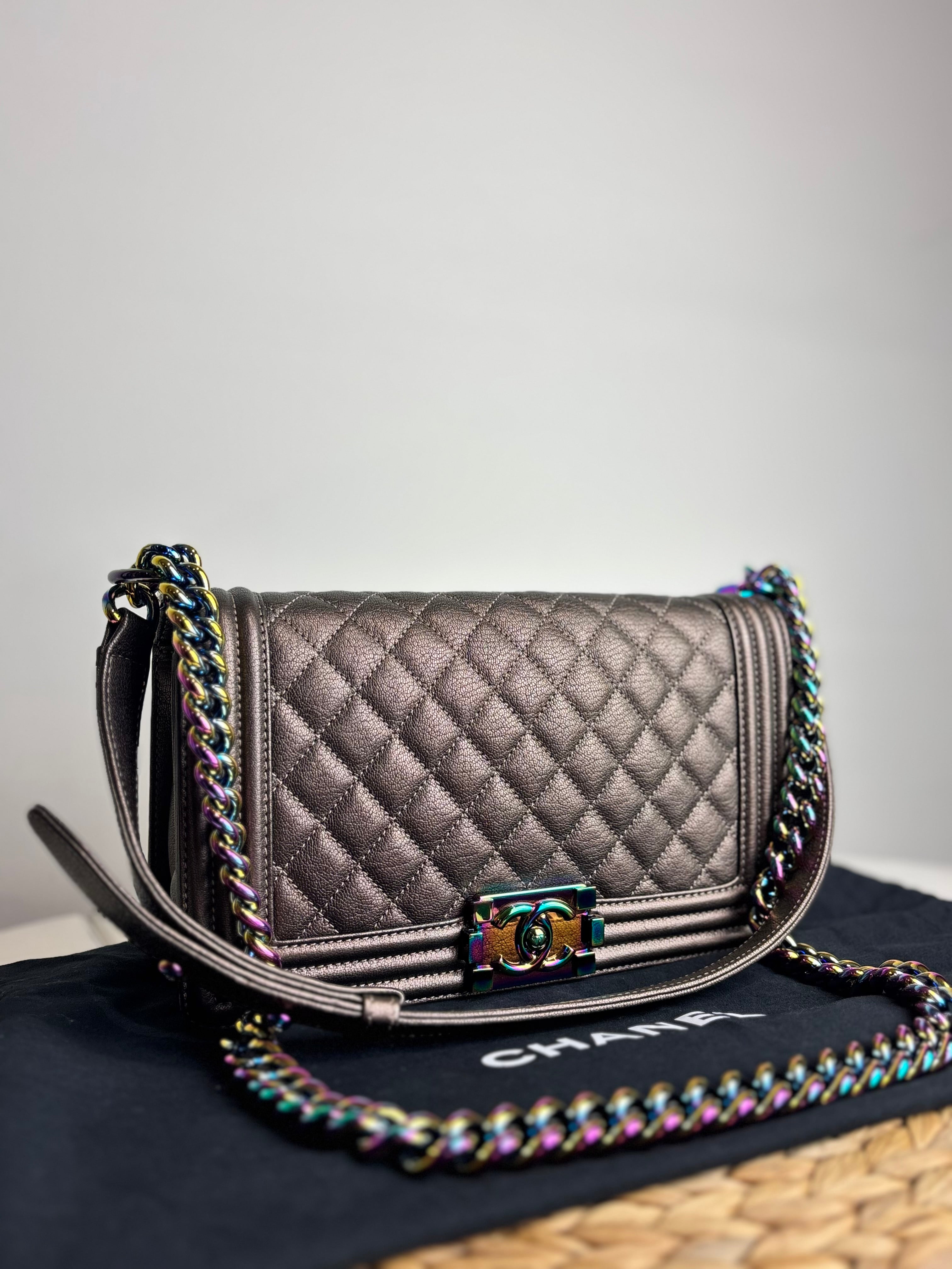 Chanel Iridescent Mermaid Quilted Goatskin Medium Boy Bag (Rare, Limited Edition)