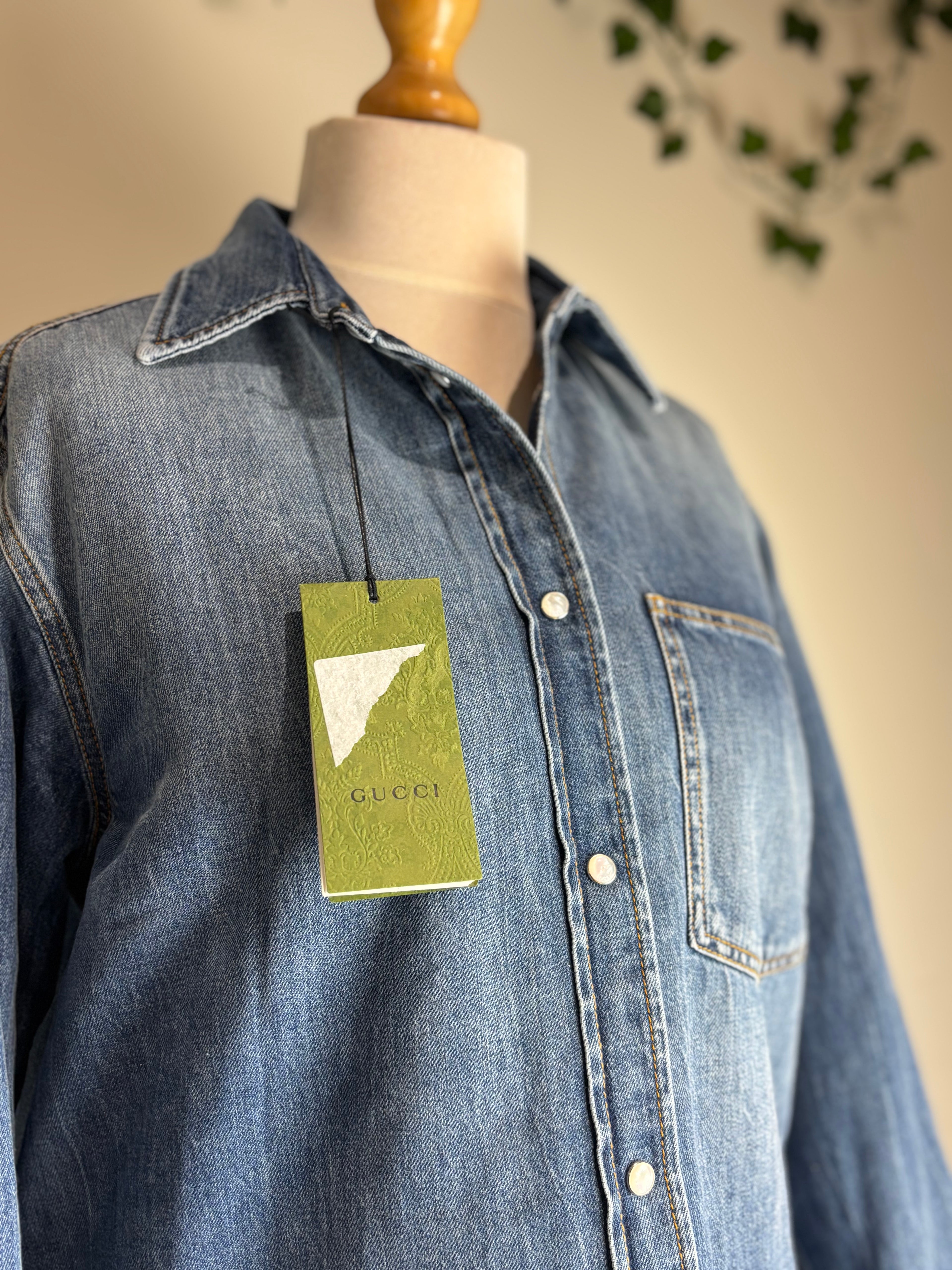 GUCCI Denim Long-Line Shirt