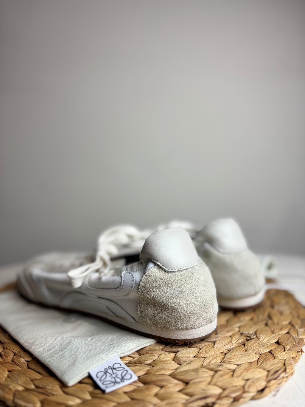 Loewe Flow Runner in White Leather & Suede