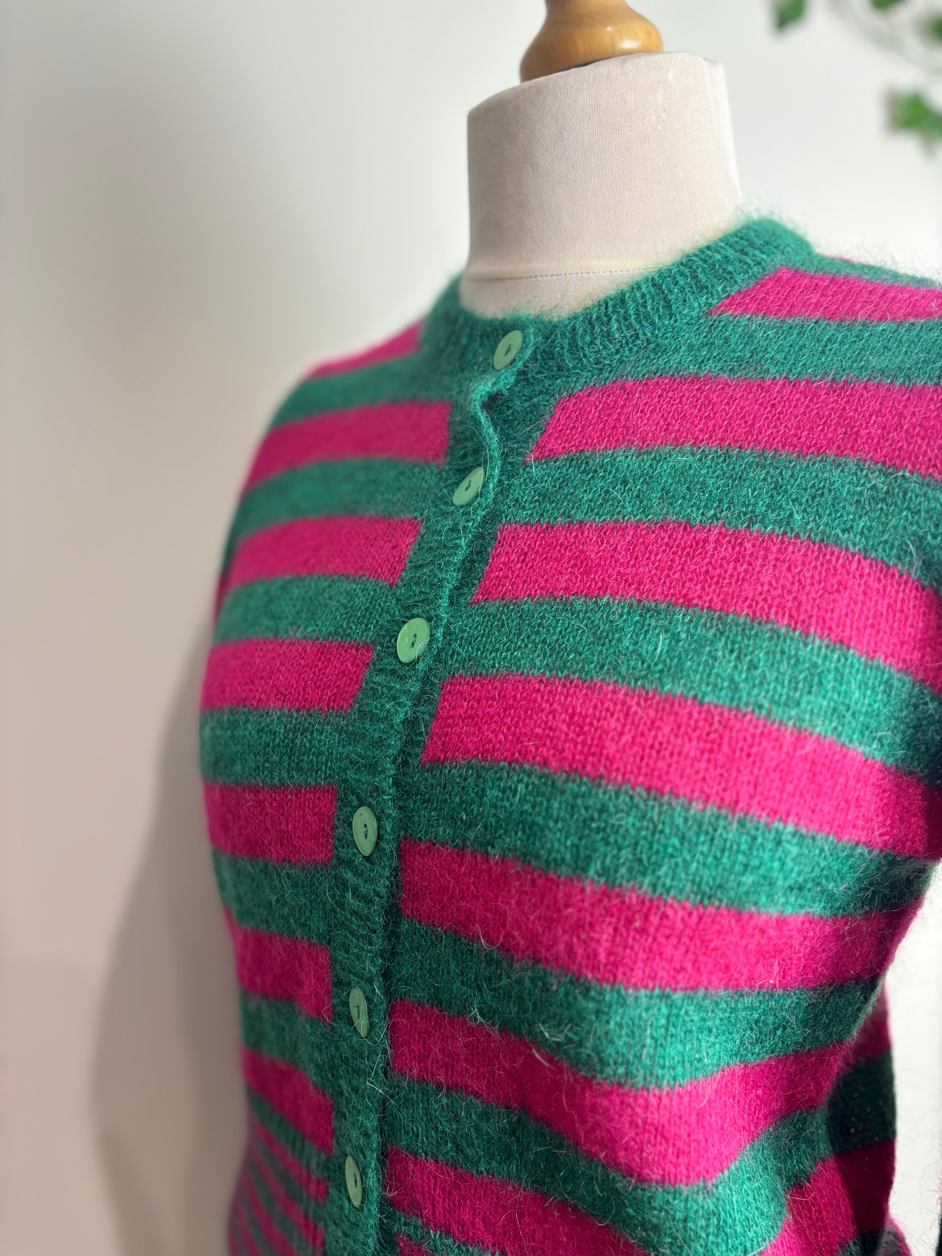 Skye by Brora 'The Mohair' Bright Striped Cardigan