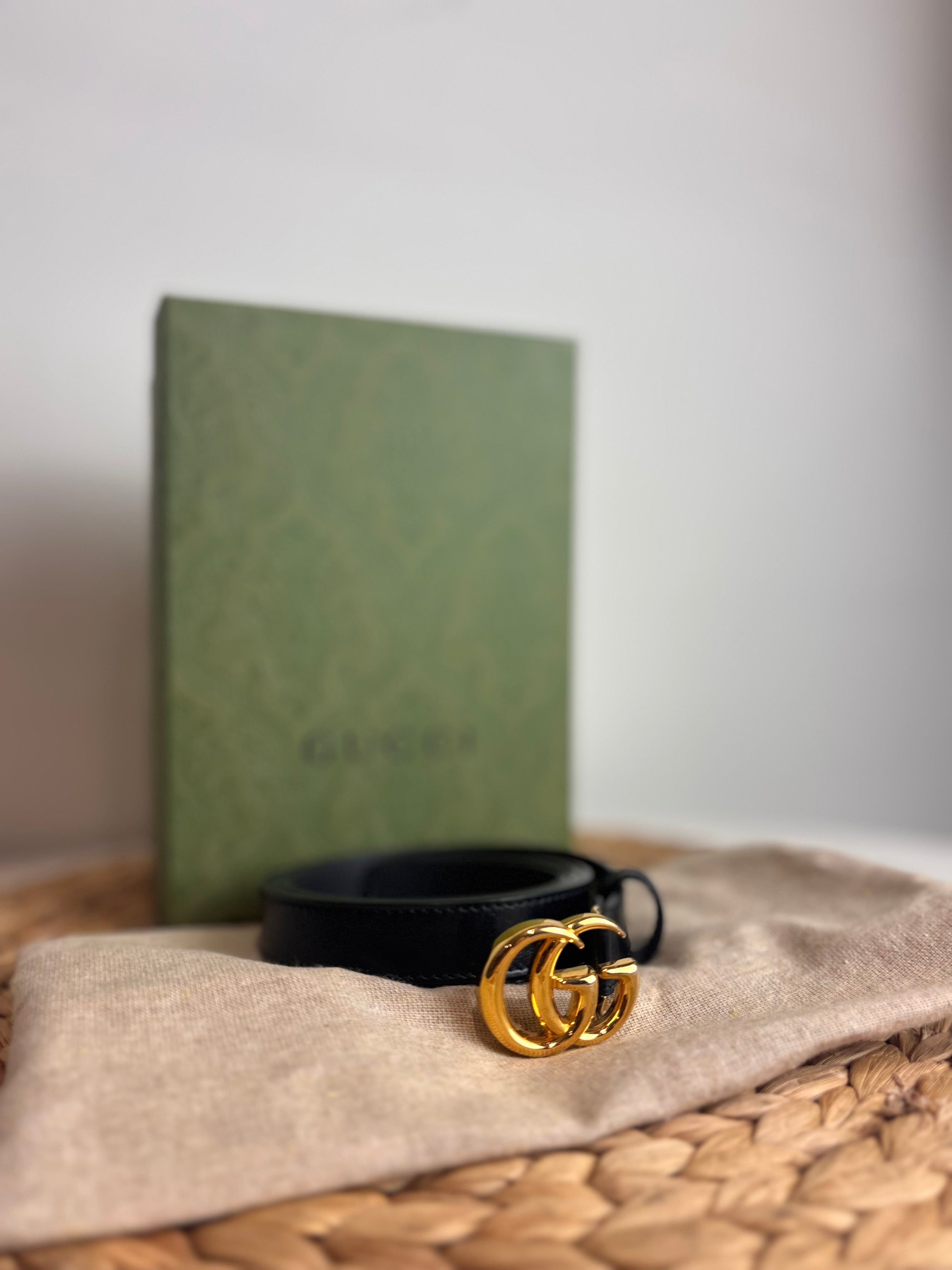 GUCCI GG Marmont Black Leather Belt