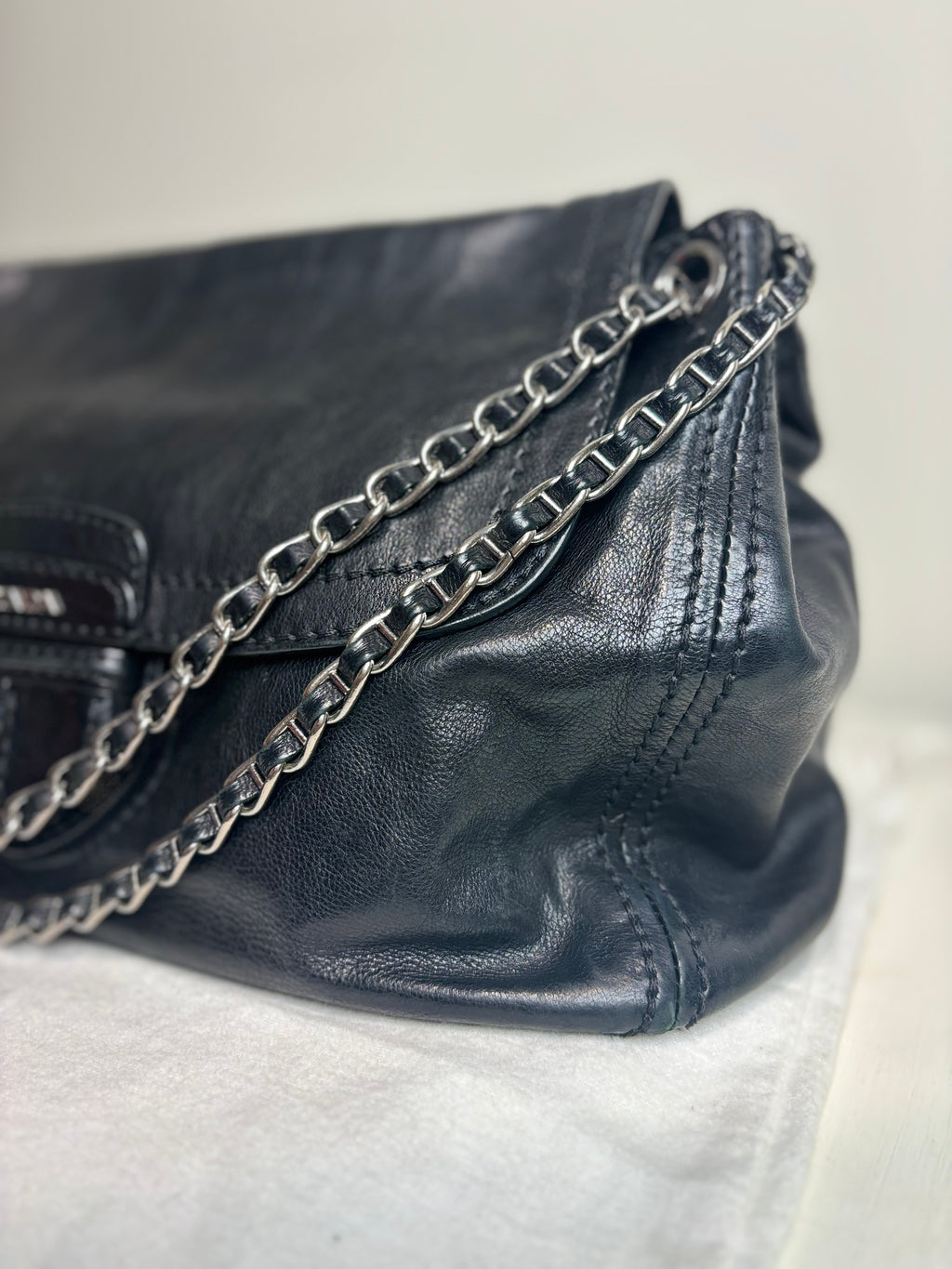 Prada Leather Flap Chain Shoulder Bag