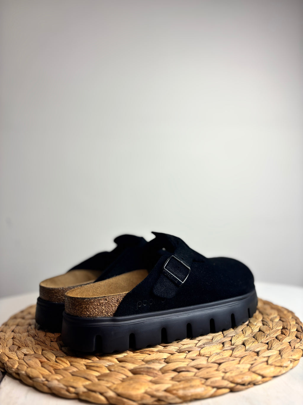 Birkenstock Papilo Boston Black Suede Clogs