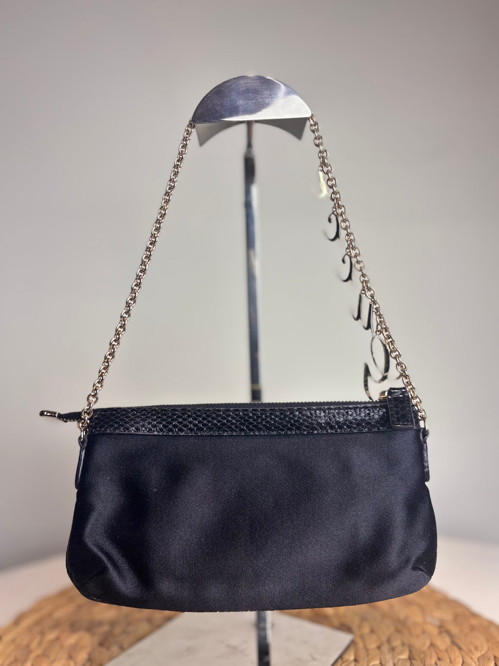 GUCCI Charm Chain Satin Pouchette