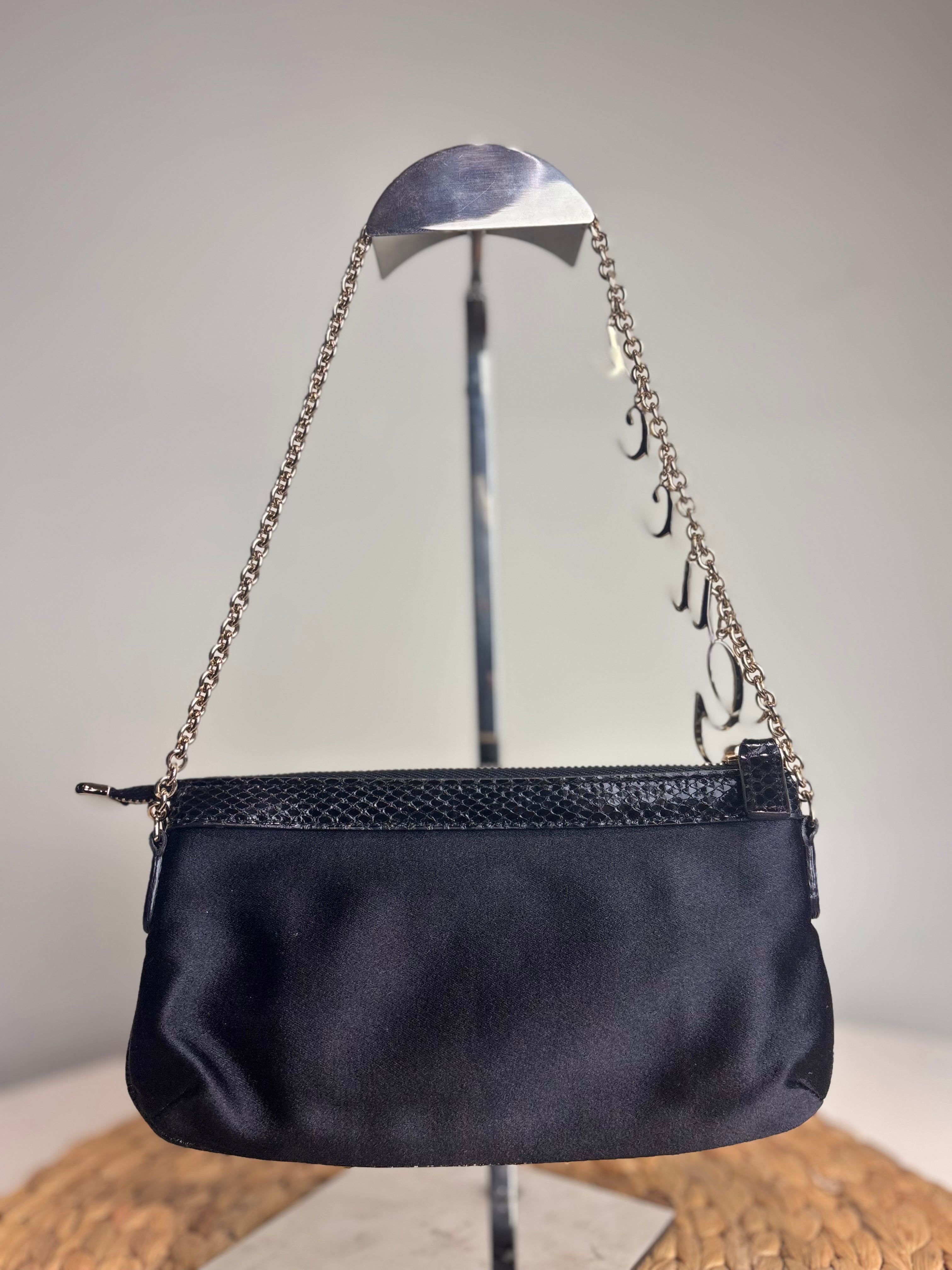 GUCCI Charm Chain Satin Pouchette