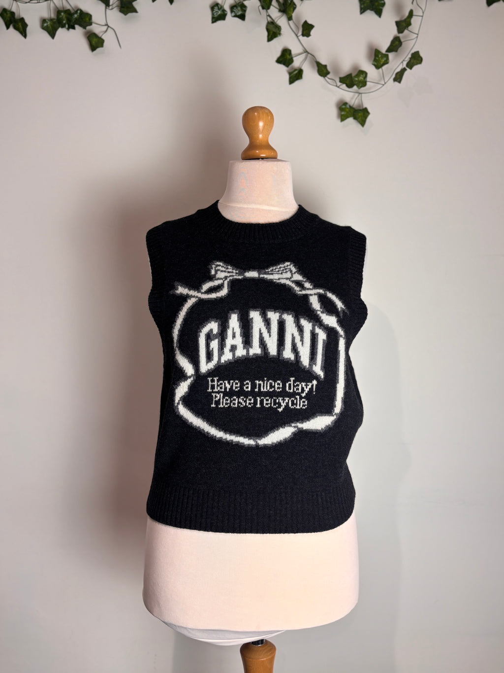 GANNI 'Have a nice day!' Intarsia Wool Vest (BNWT)