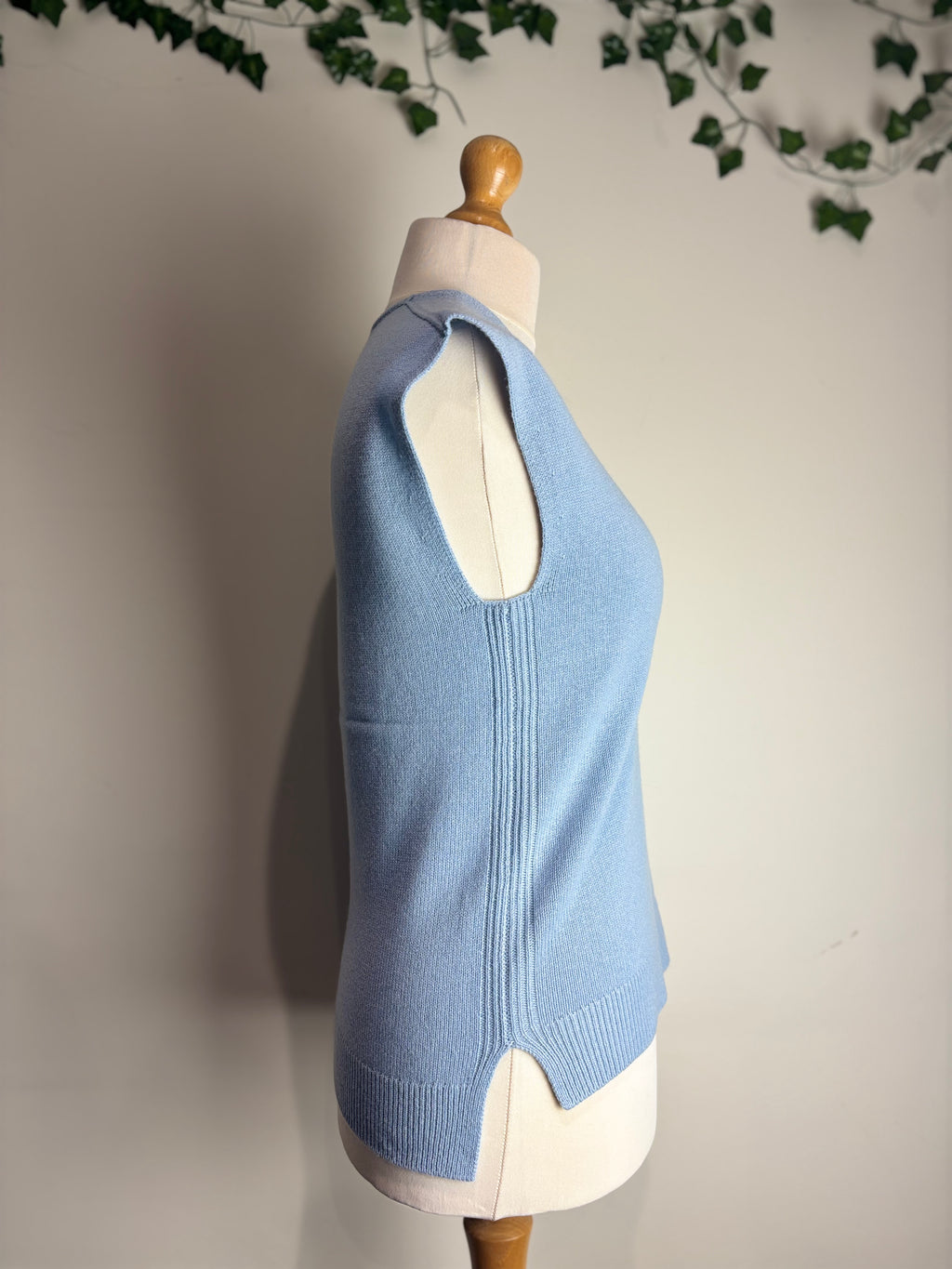 ME+EM Baby Blue V-Neck Wool & Cashmere Vest