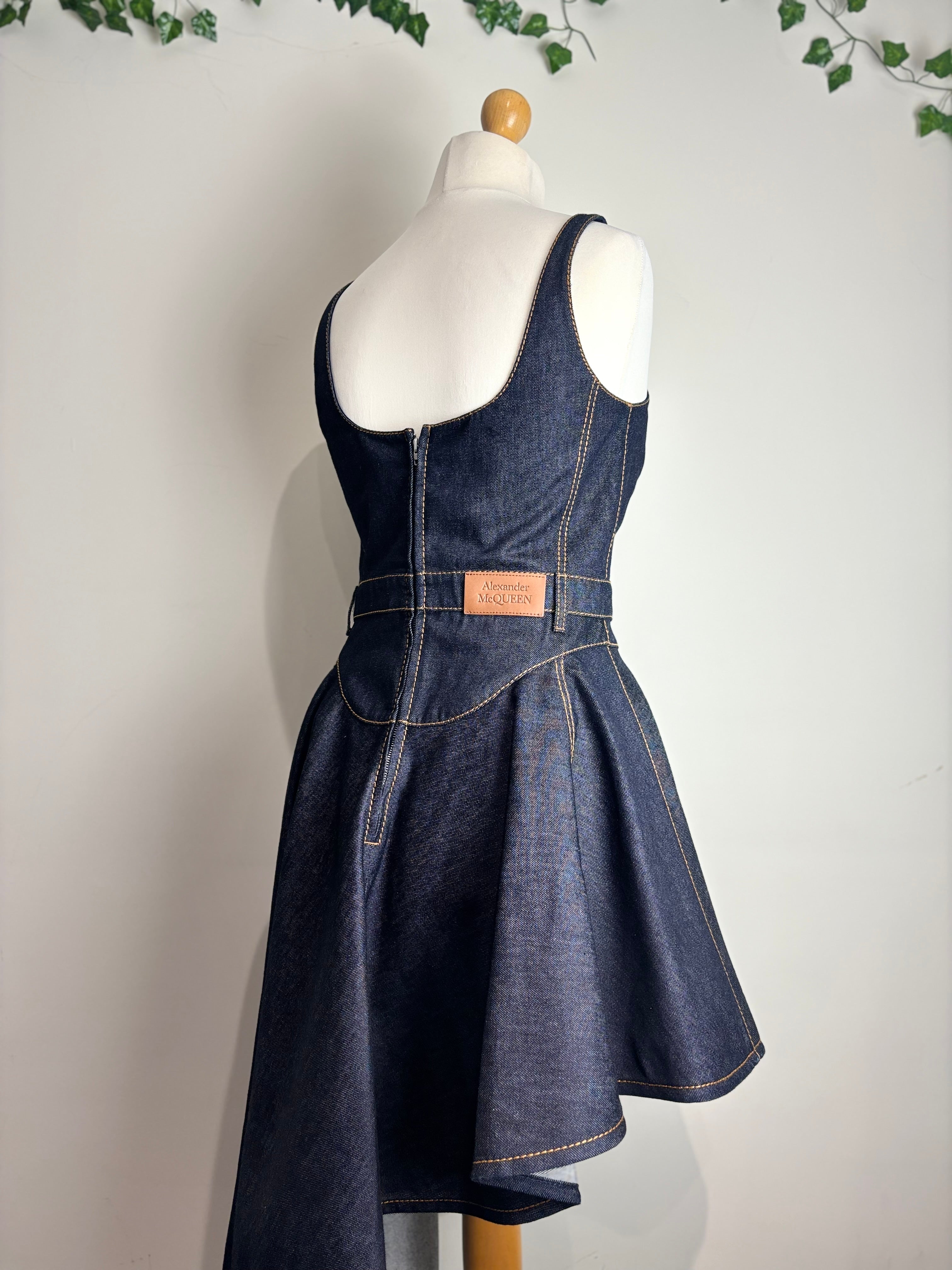 Alexander McQueen Denim Aysmmetric Dress