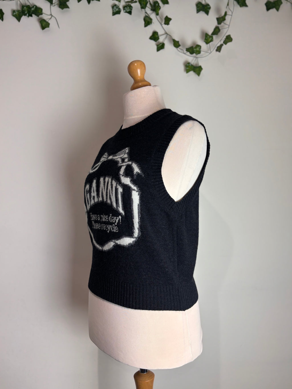 GANNI 'Have a nice day!' Intarsia Wool Vest (BNWT)