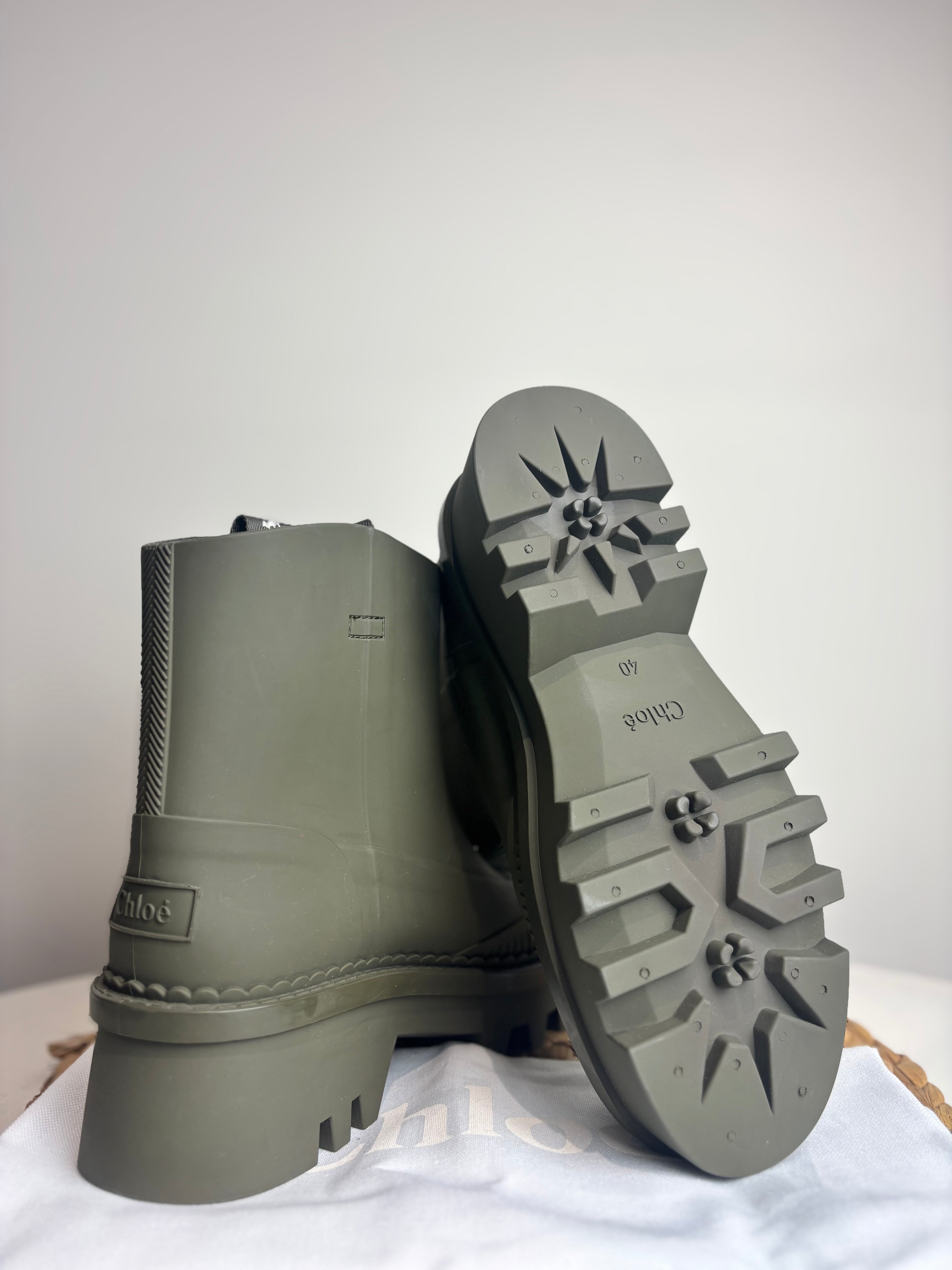 Chloé Raina Olive Rain Boots