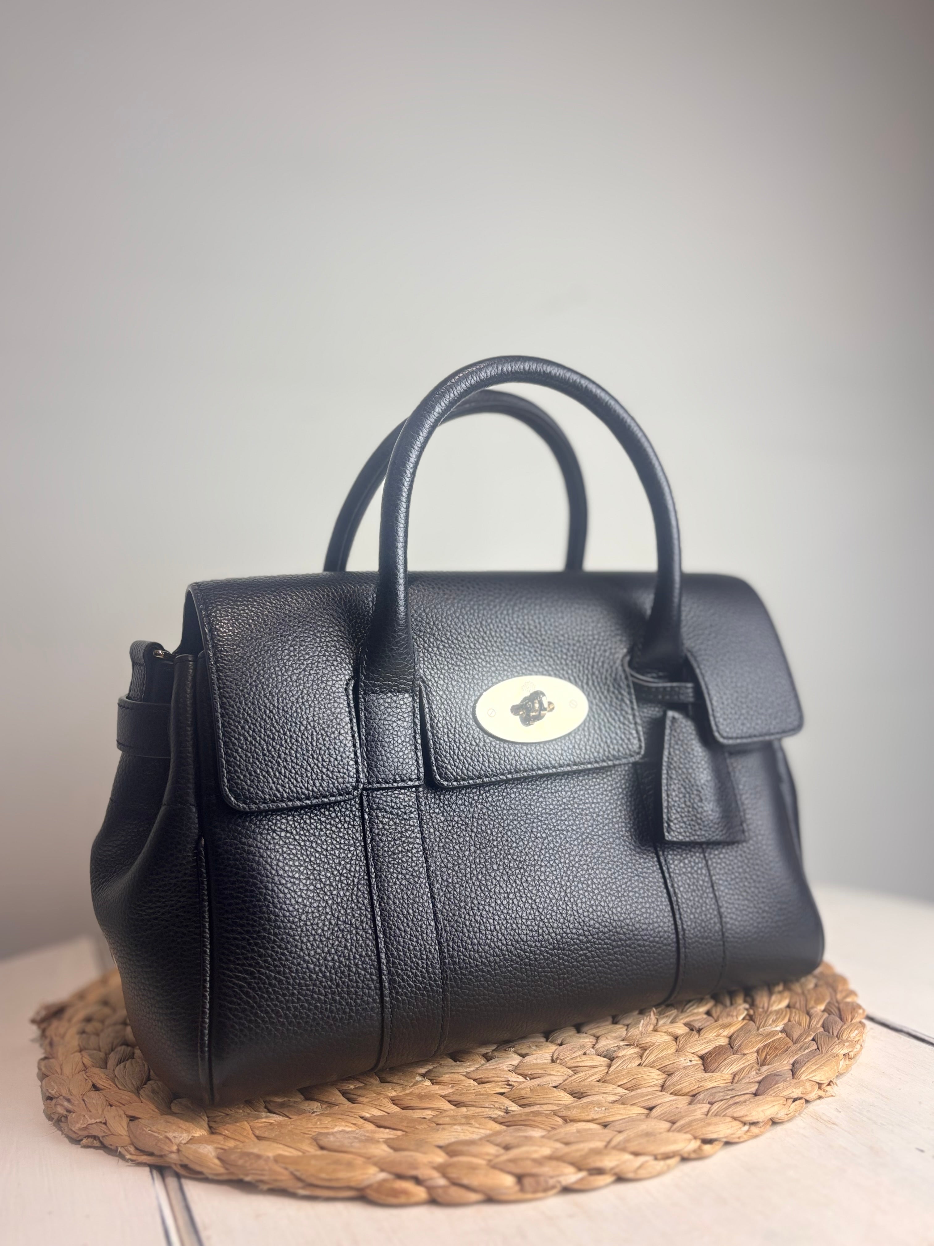 Mulberry Bayswater Satchel in Black Grained Leather