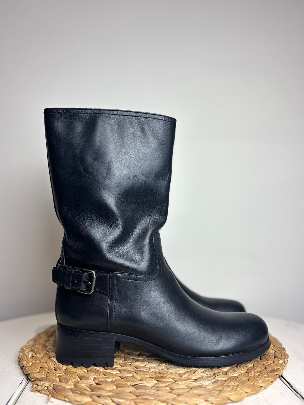 Prada Leather Moto Boots