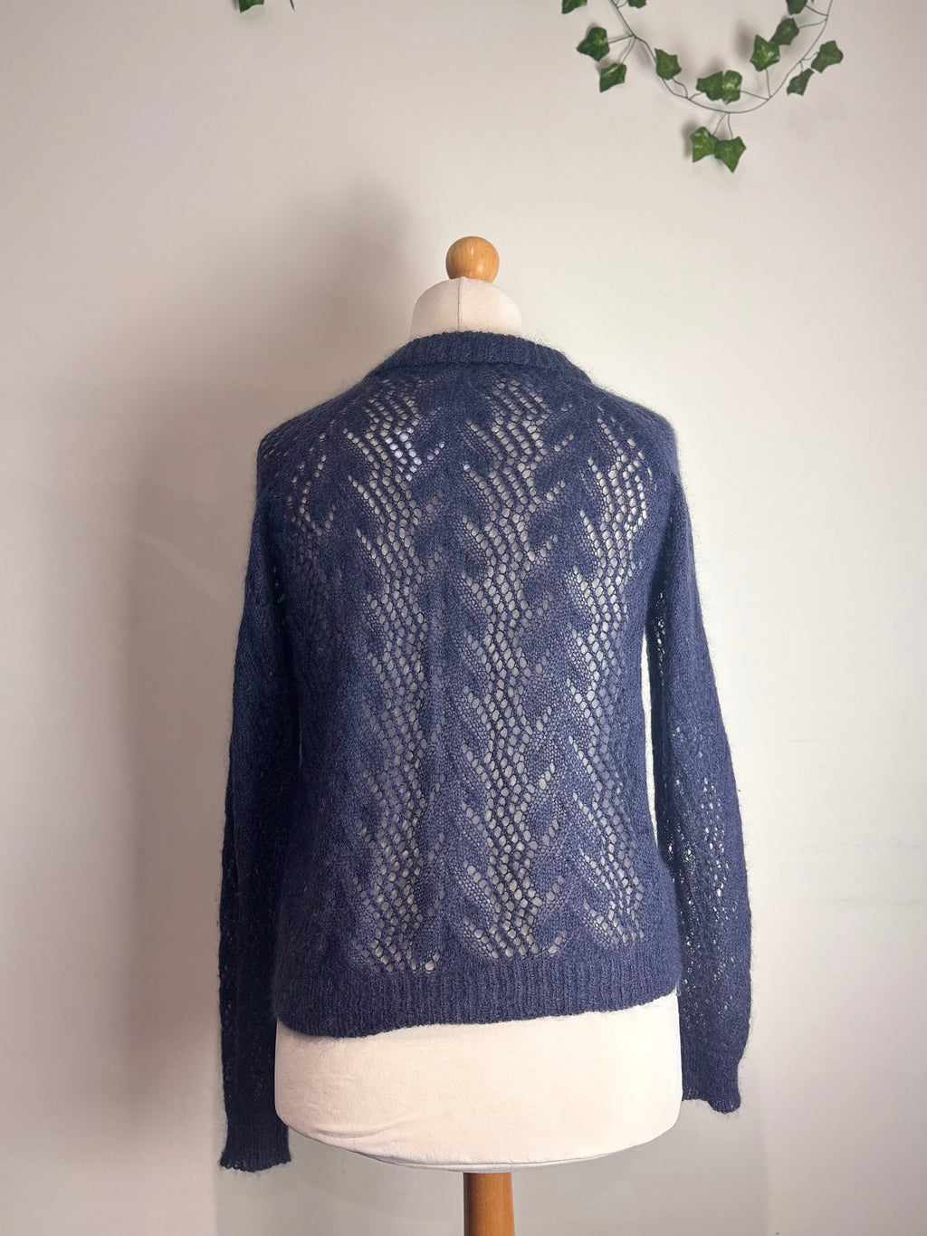 Brora Navy Lace Wool Cardigan