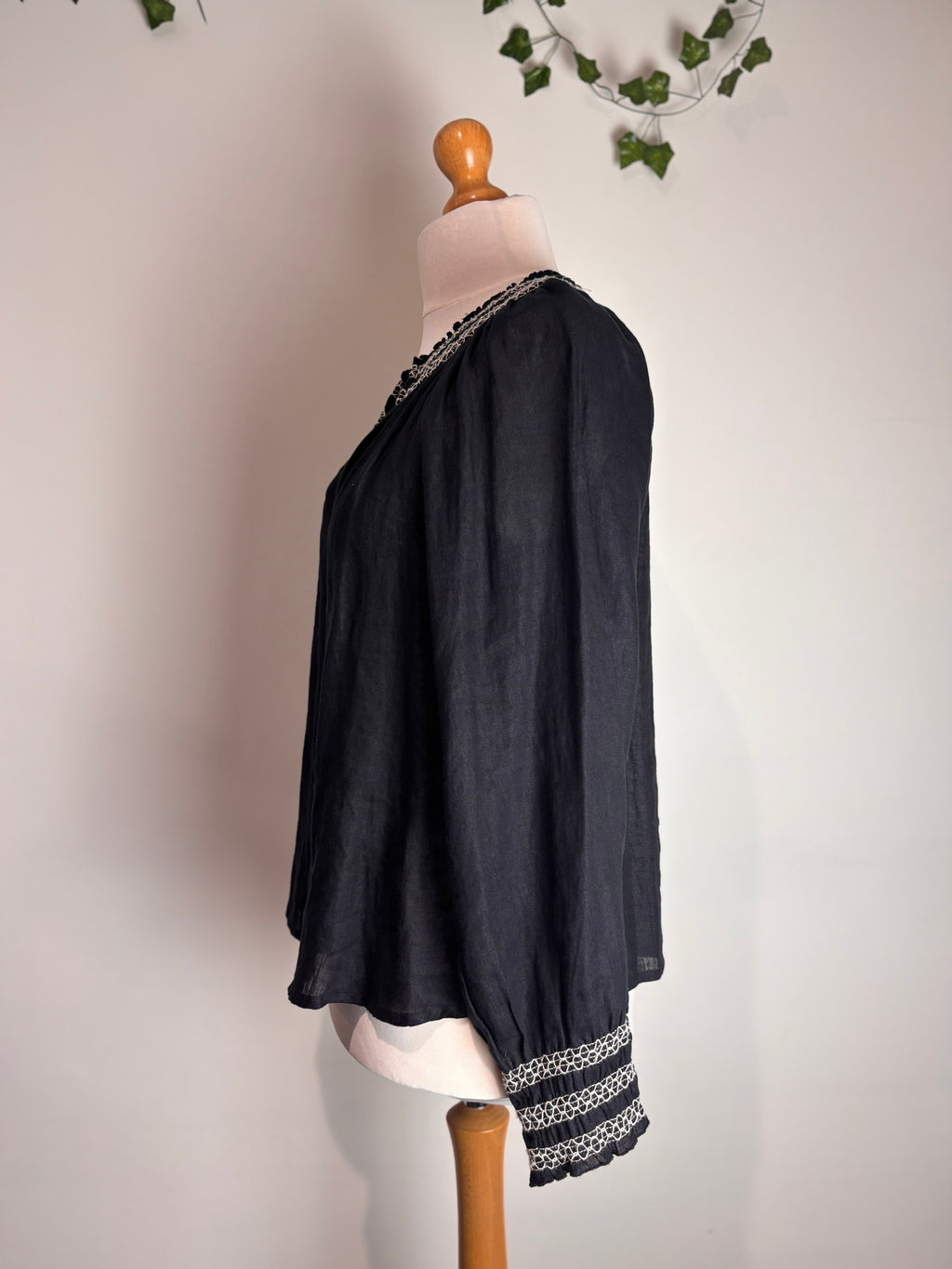 Jigsaw Light Linen Smocked Detail Top