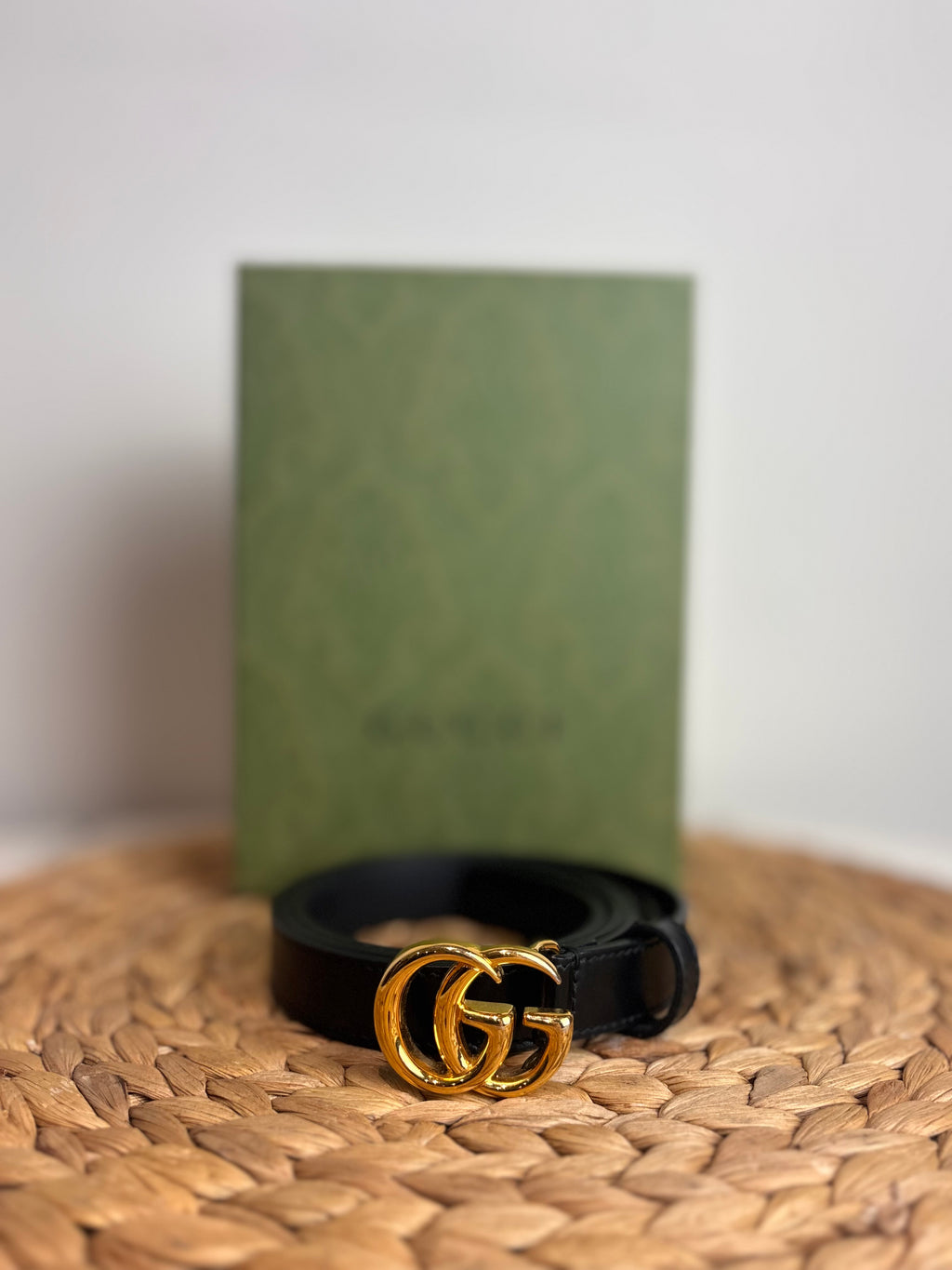 GUCCI GG Marmont Black Leather Belt