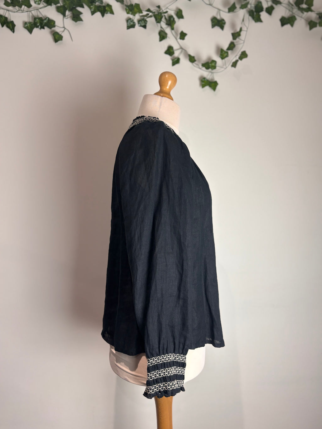 Jigsaw Light Linen Smocked Detail Top
