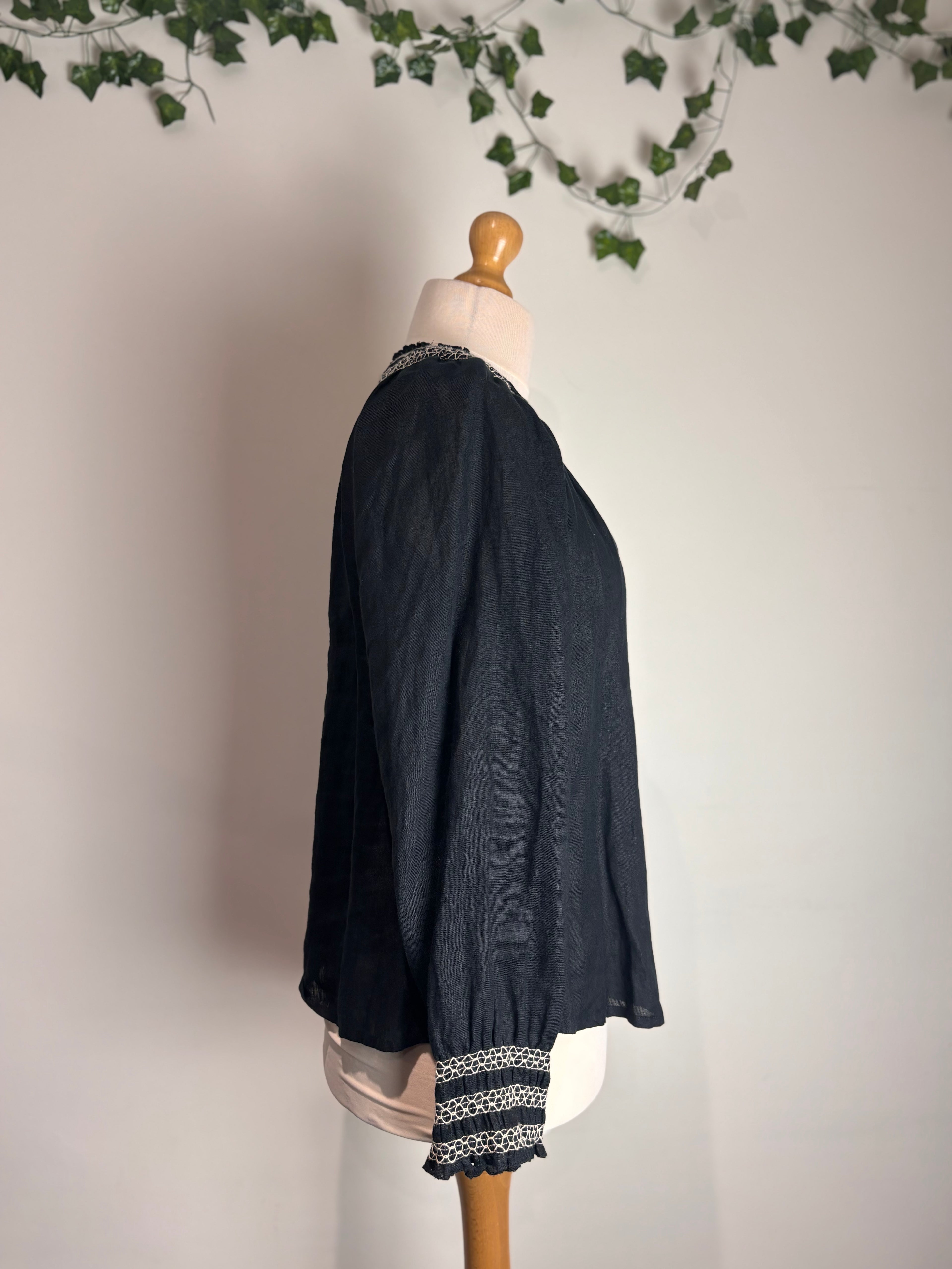 Jigsaw Light Linen Smocked Detail Top