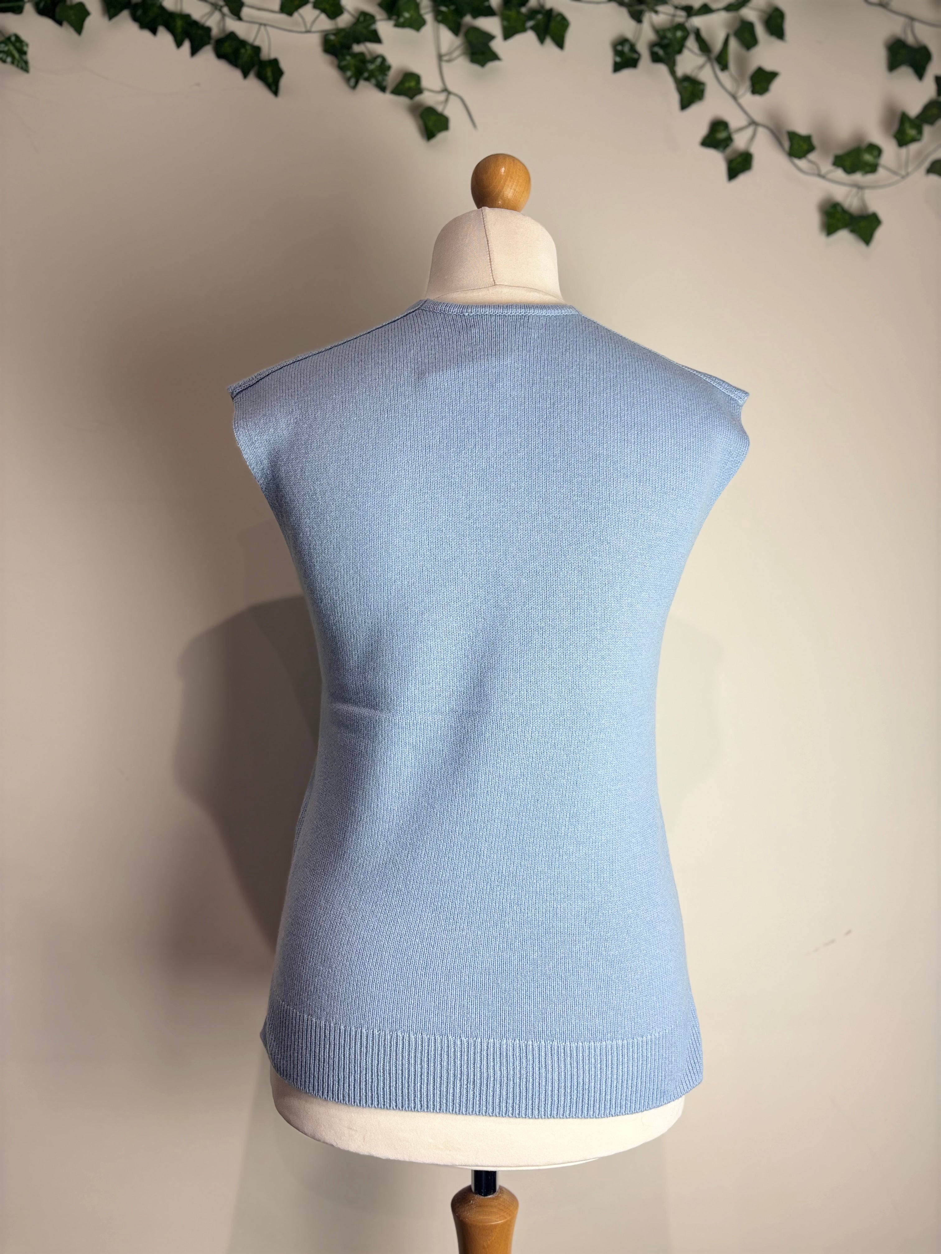 ME+EM Baby Blue V-Neck Wool & Cashmere Vest