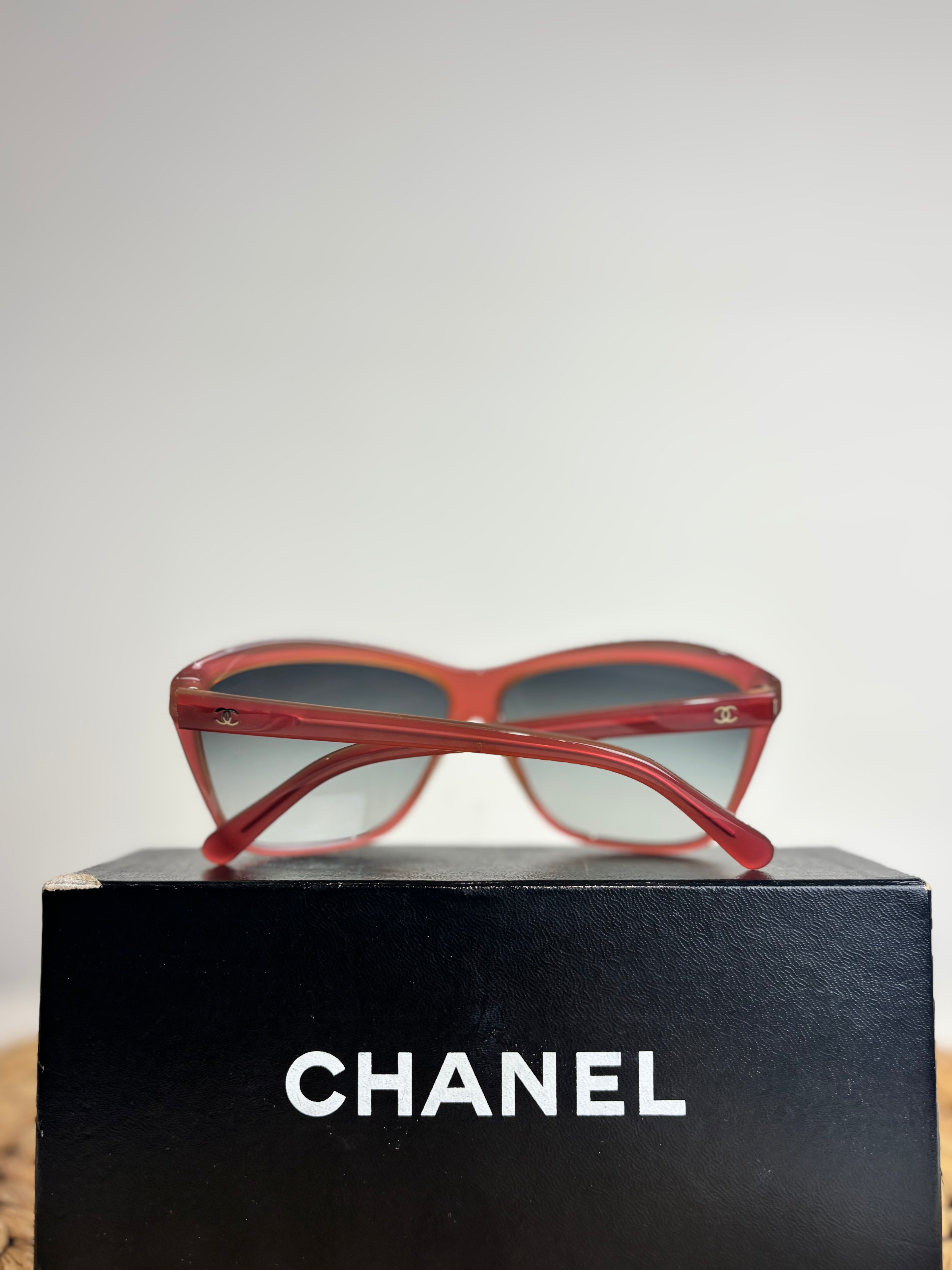Chanel Pink Frame Gradient Tint CC Sunglasses