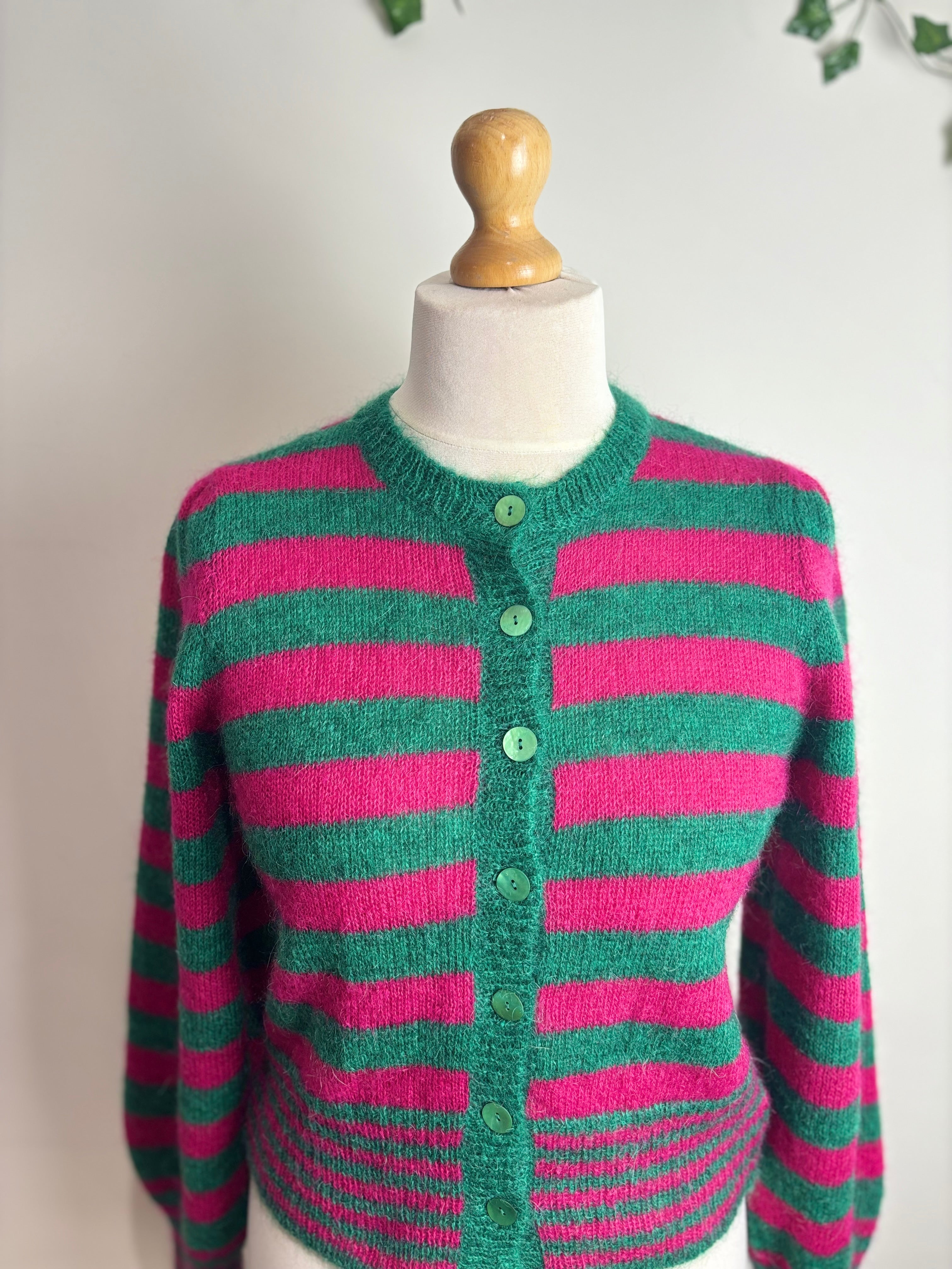 Skye by Brora 'The Mohair' Bright Striped Cardigan