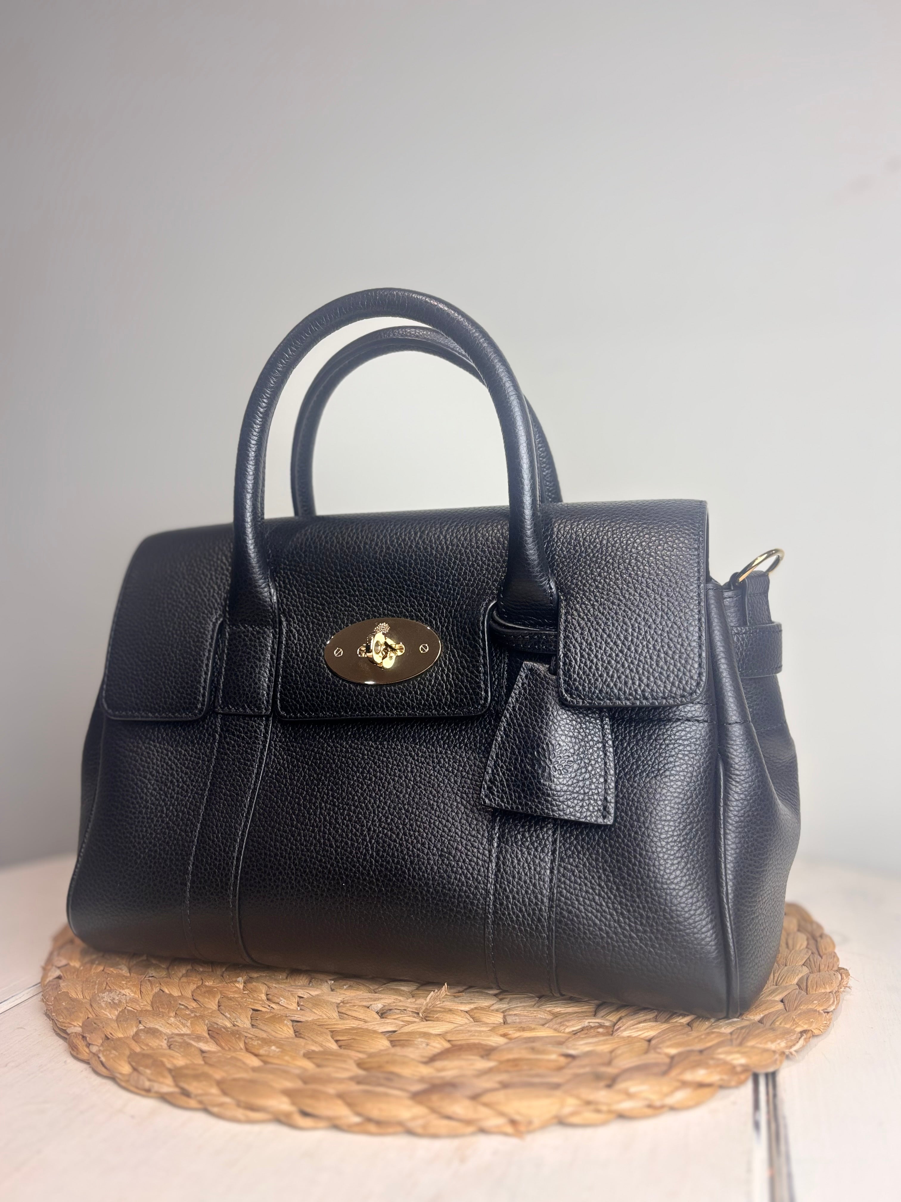 Mulberry Bayswater Satchel in Black Grained Leather