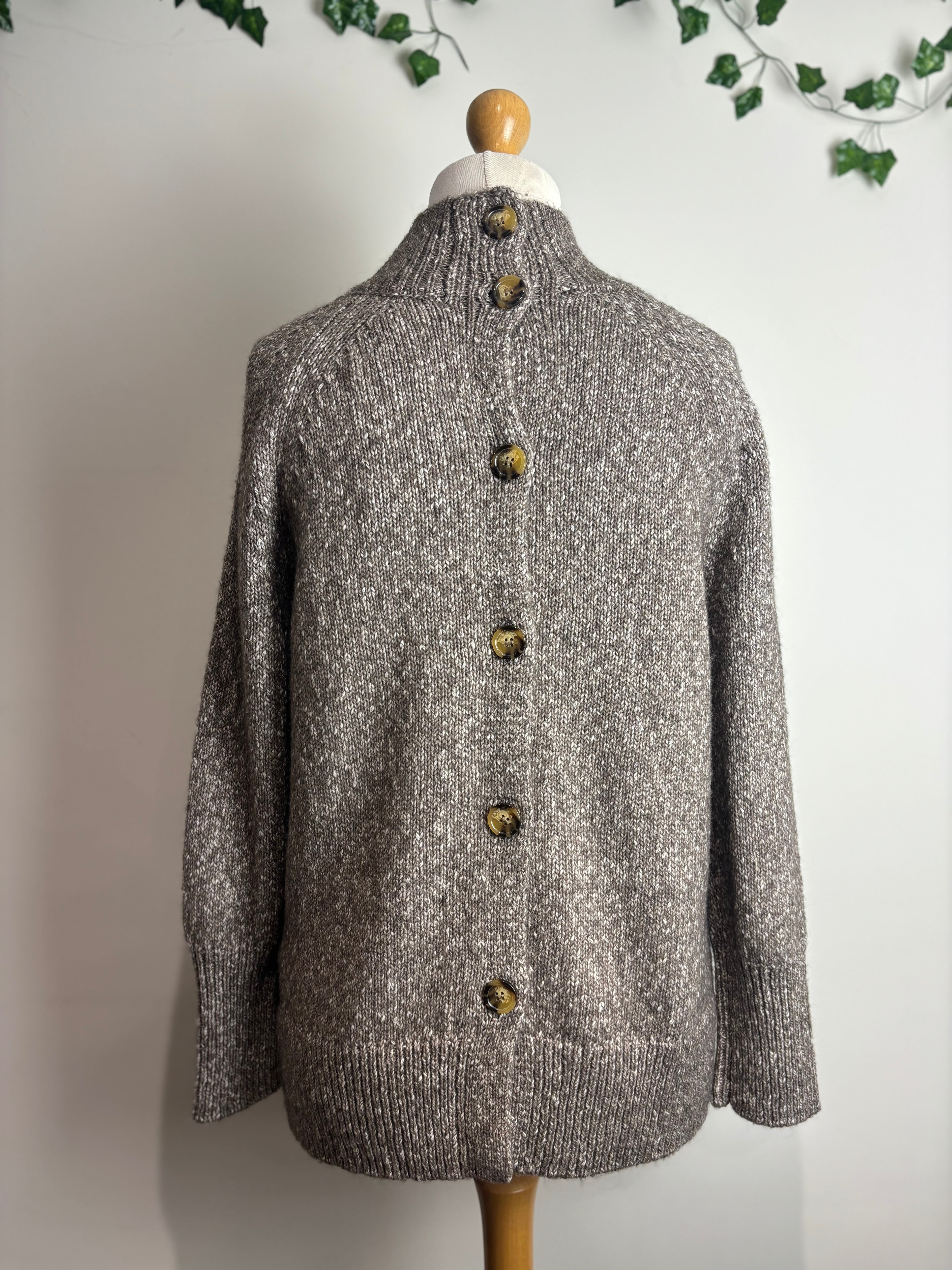 Whistles Oatmeal Flecked Button Back Knit