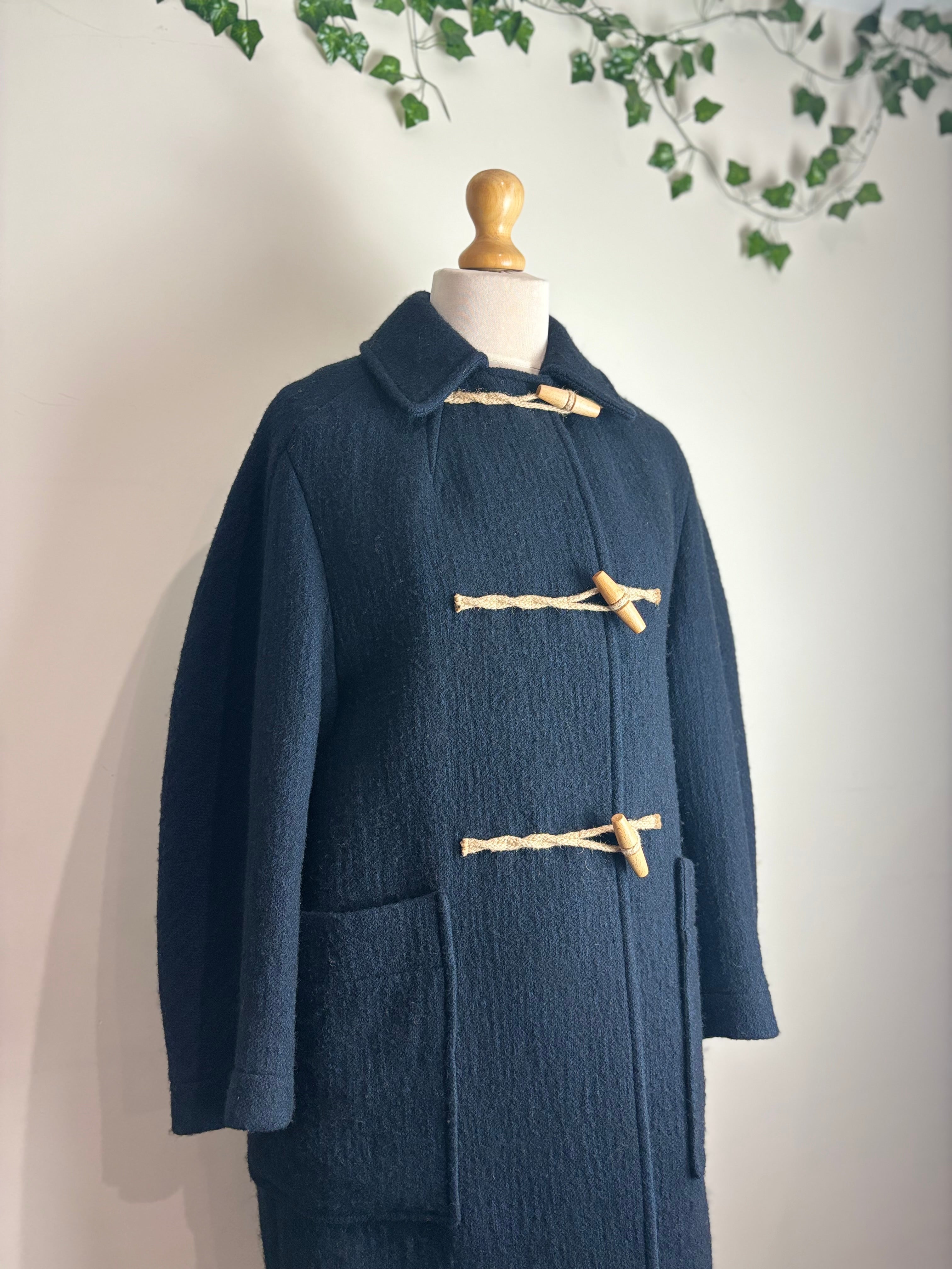 Toast Navy Textured Toggle Duffle Coat