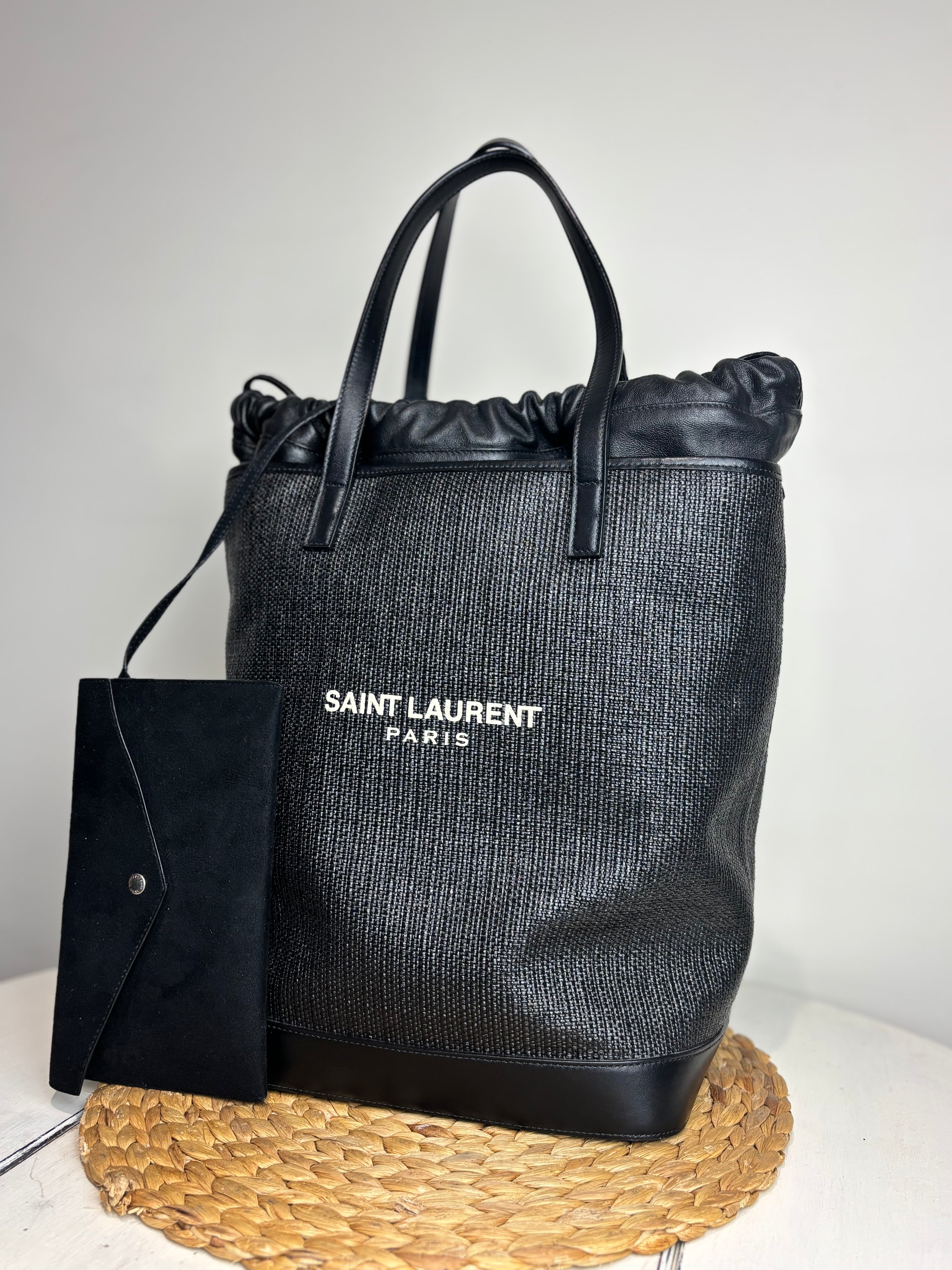 Yves Saint Laurent Teddy Drawstring Shopping Tote