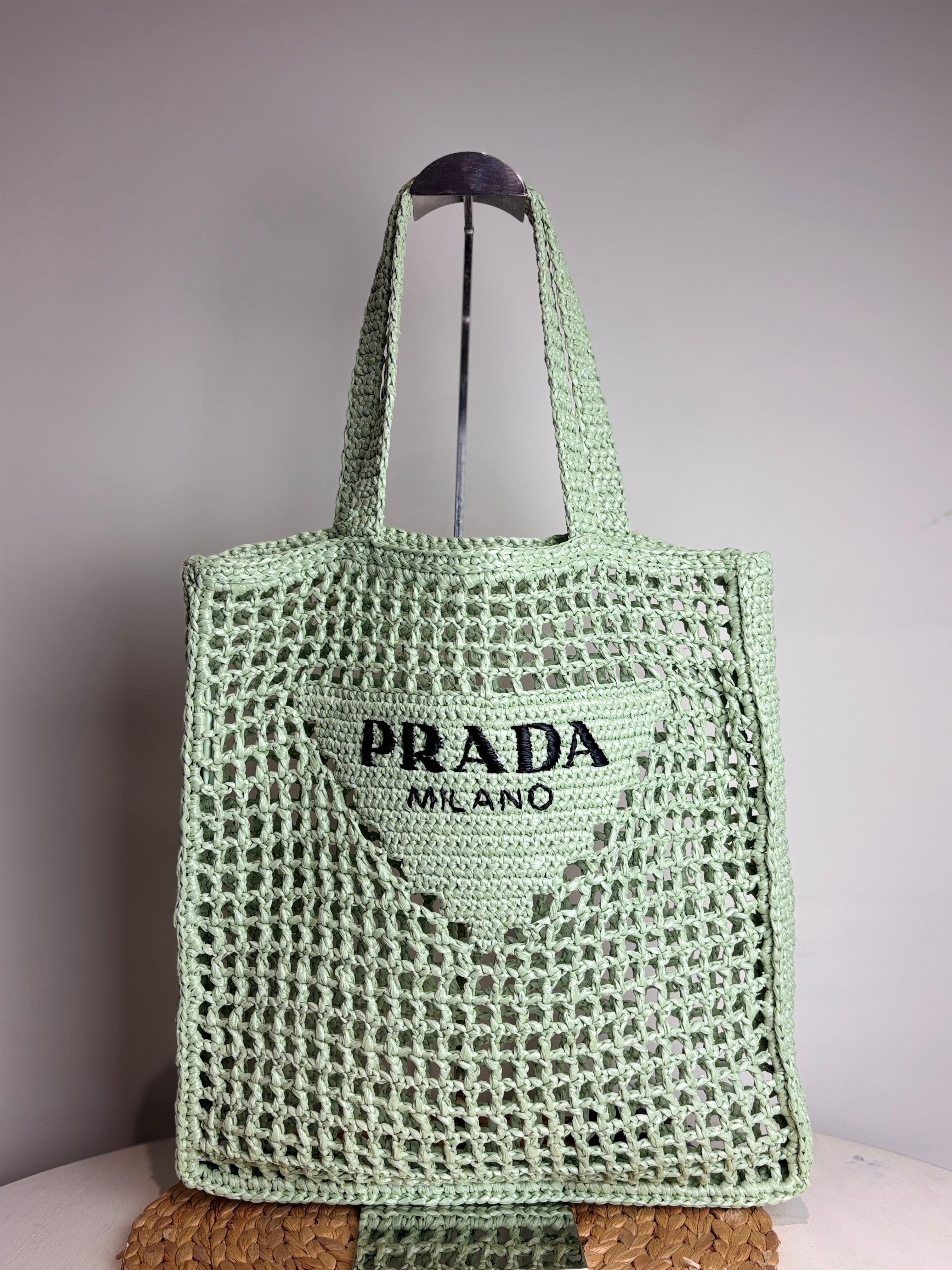 Prada Crochet Aqua Tote