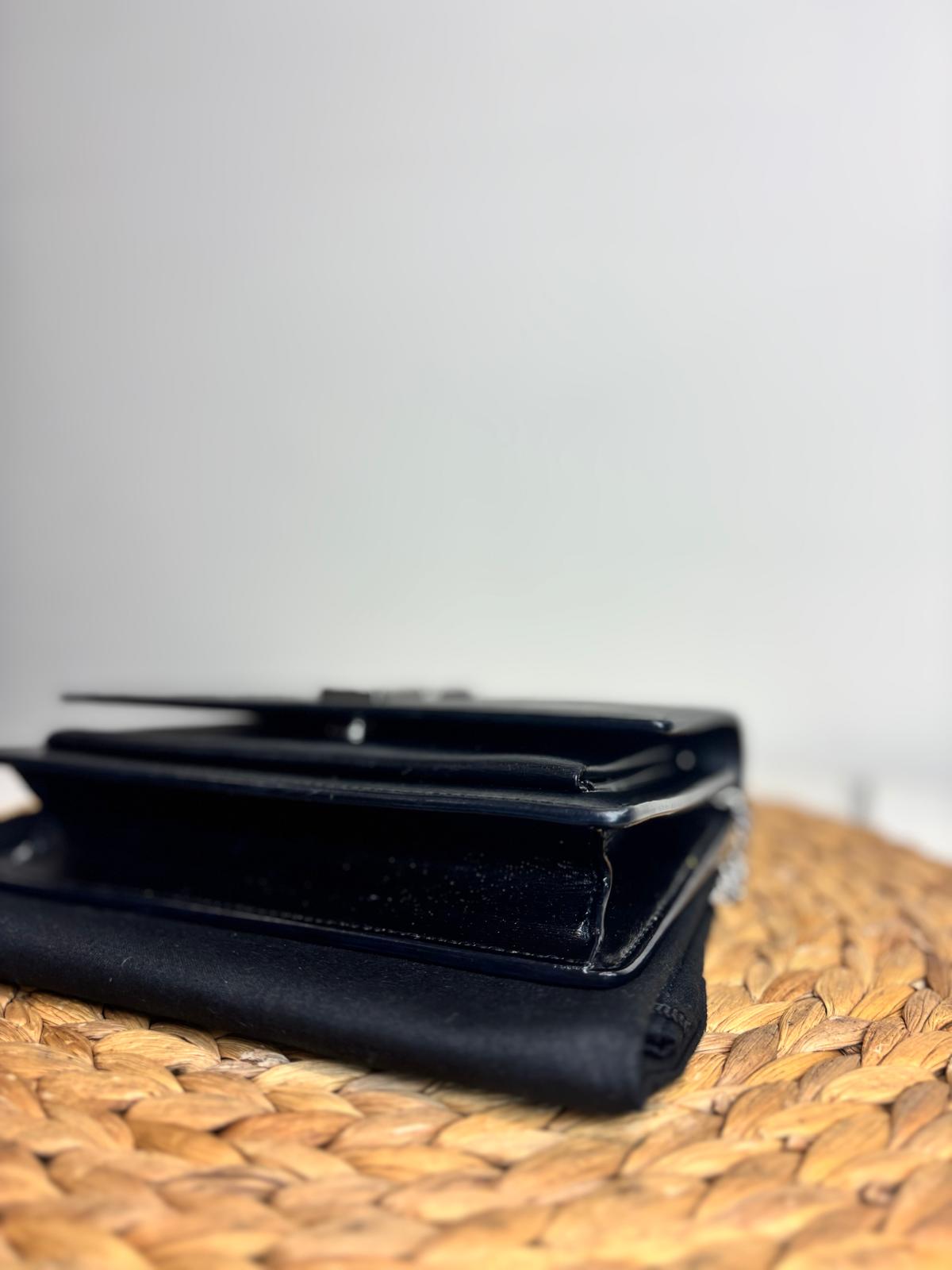 YSL Black Sunset Top Handle Chain Wallet