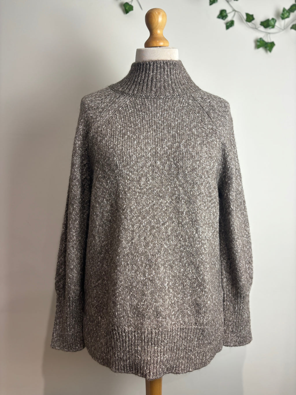 Whistles Oatmeal Flecked Button Back Knit