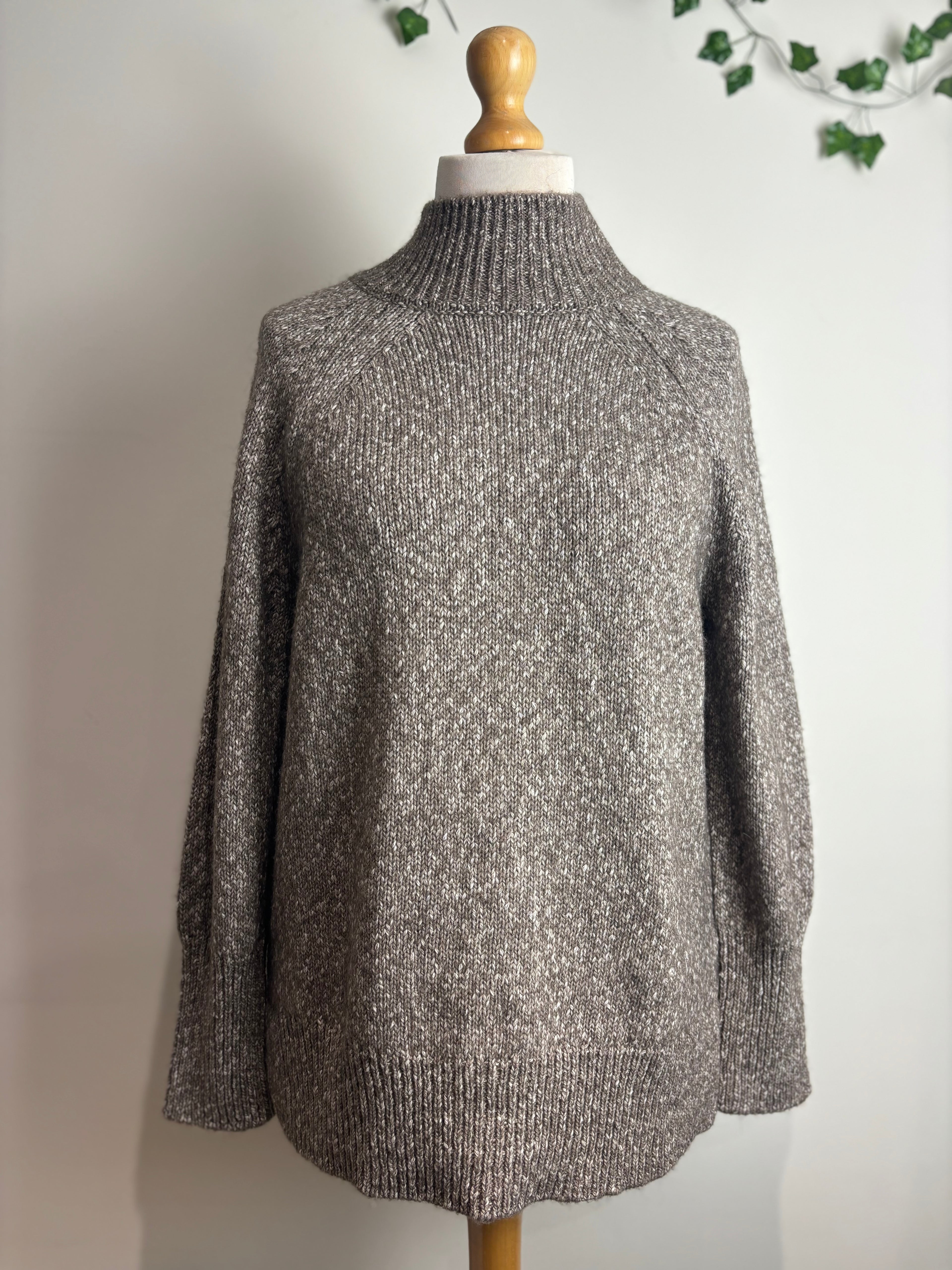 Whistles Oatmeal Flecked Button Back Knit