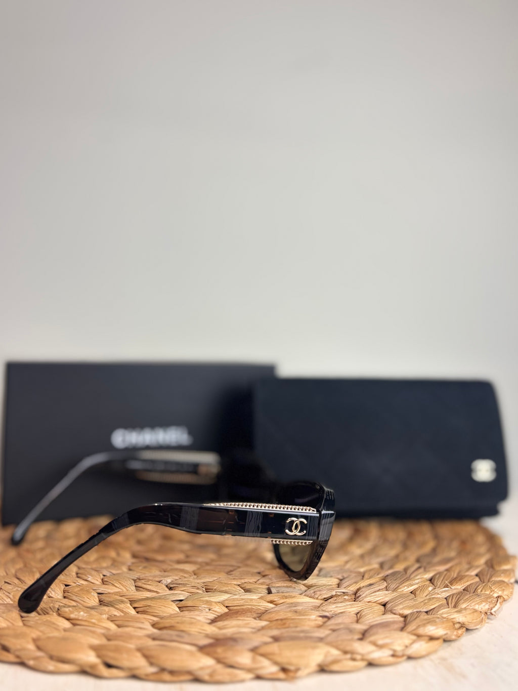 Chanel Butterfly Gold Scalloped Edge Sunglasses