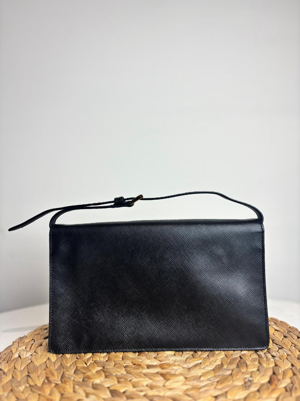 Prada Black Saffiano Leather Pouchette