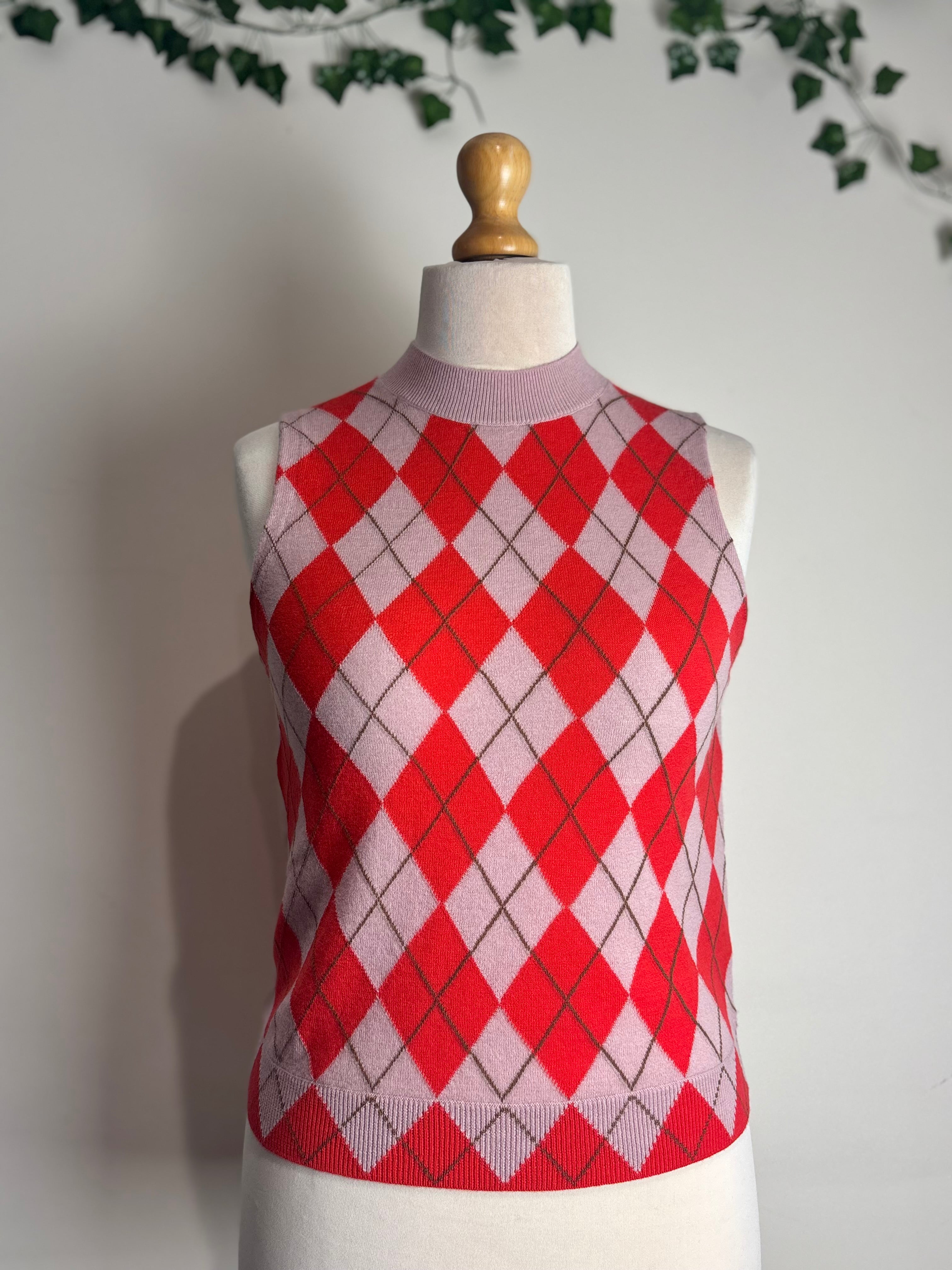 ME+EM Fine Argyle Slim Knit Vest