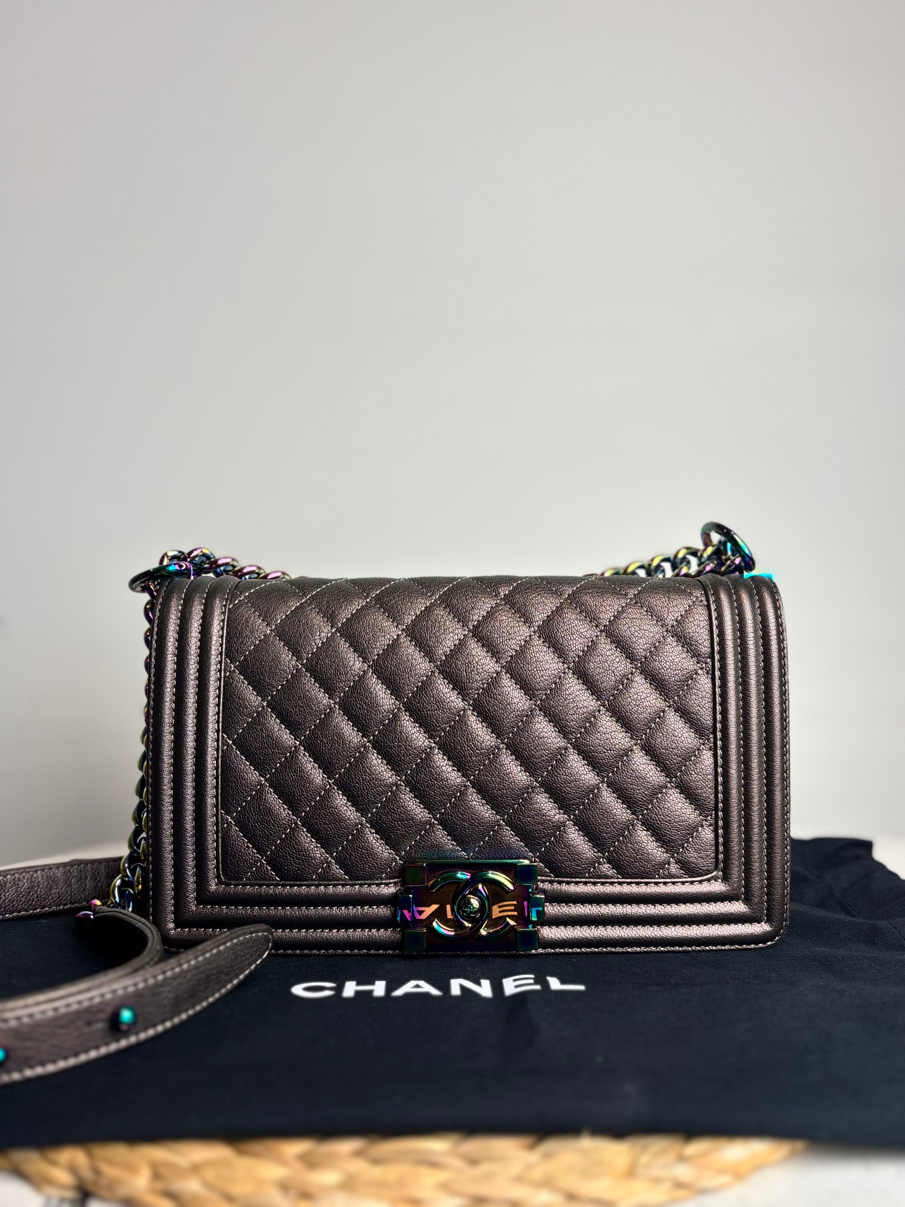 Chanel Iridescent Mermaid Quilted Goatskin Medium Boy Bag (Rare, Limited Edition)