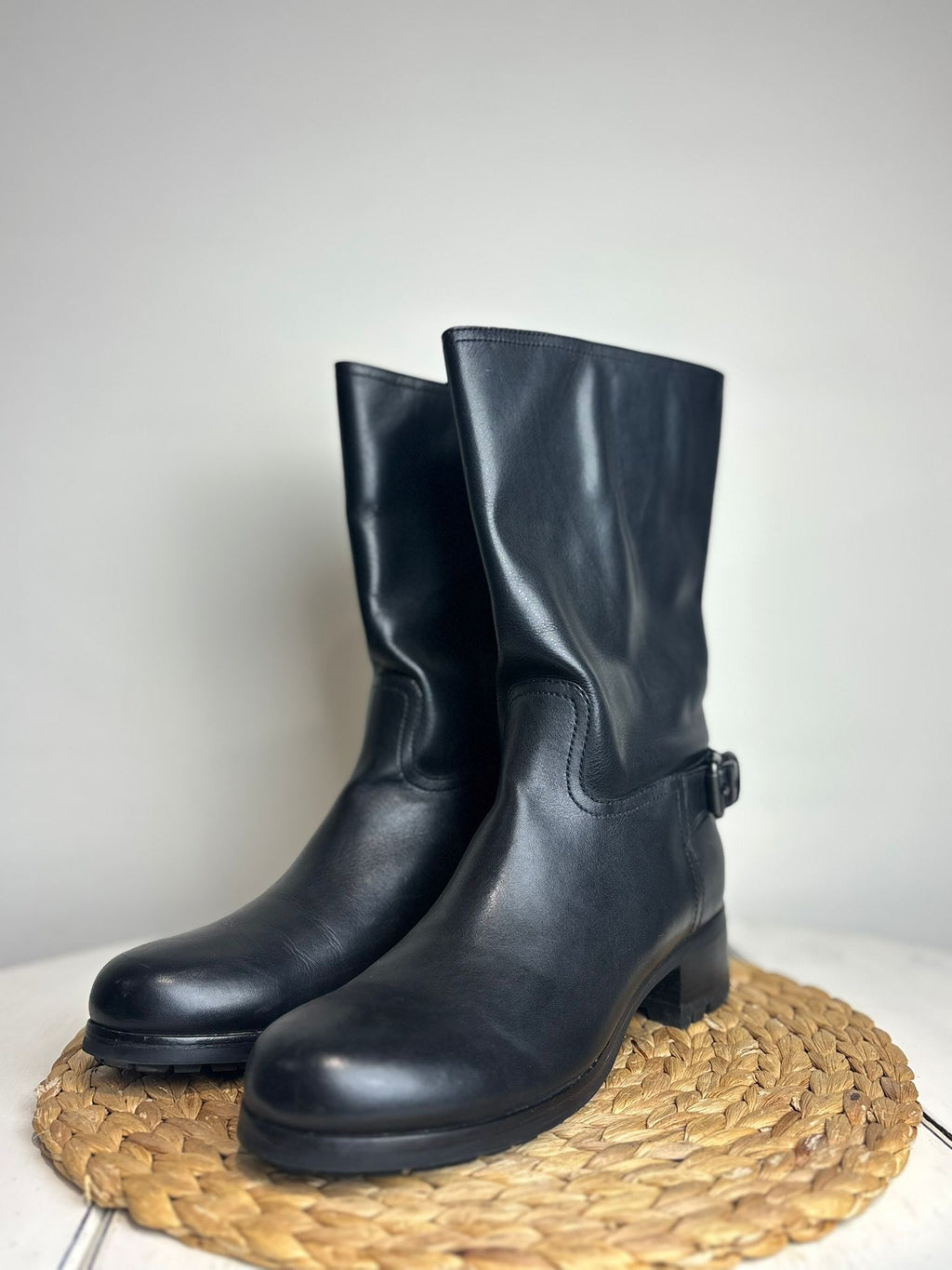 Prada Leather Moto Boots